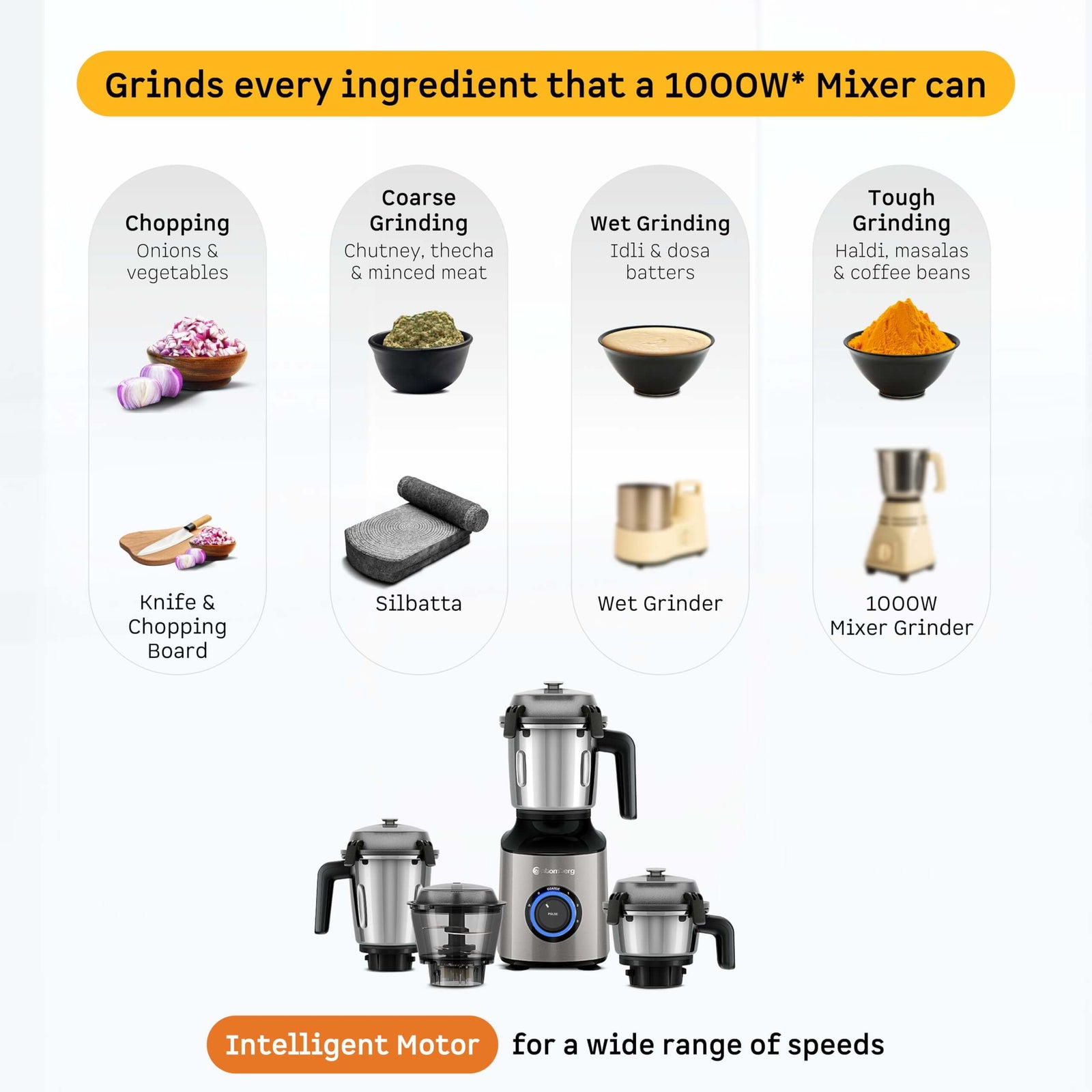 Atomberg Zenova BLDC Mixer Grinder with 4 jars a