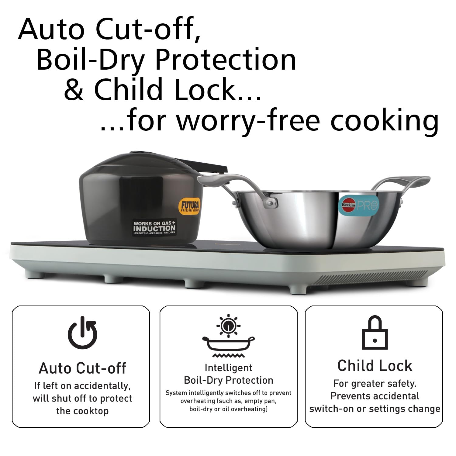 Futura FIC2A1 two burner induction cooktop with feather touch controls India aith auto cut off