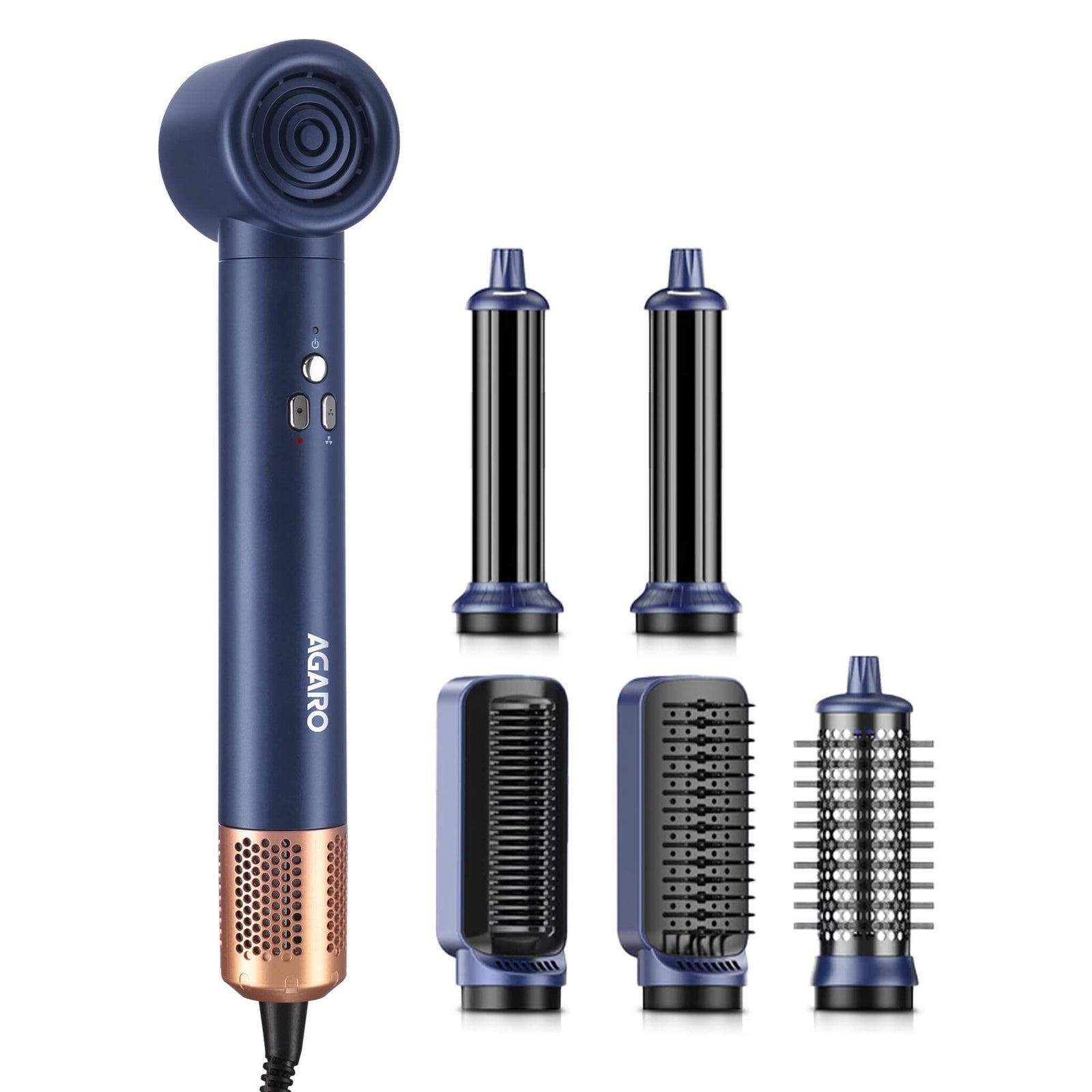 AGARO Imperial 6-in-1 Hair Styler with multiple styling attachments and blue finish