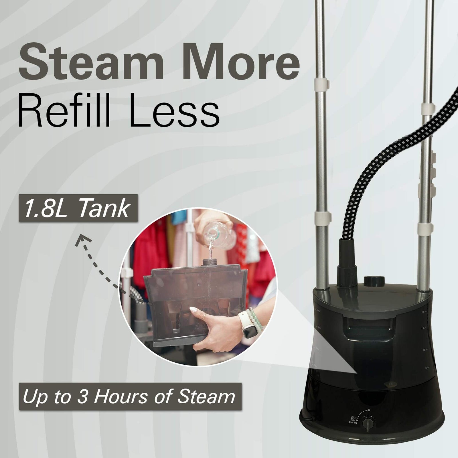 Hamilton Beach standing steamer with 6 steam levels and anti-calc protection