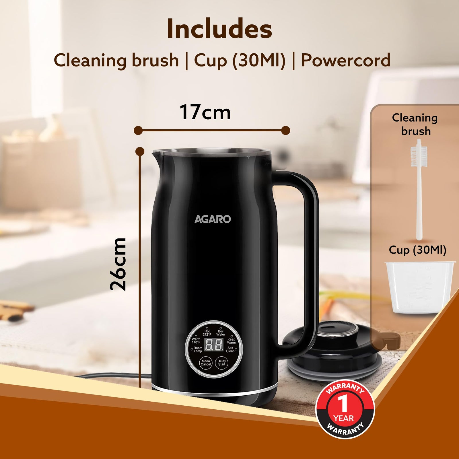 AGARO Regency Nut Milk Maker with stainless steel body and 600ml capacity