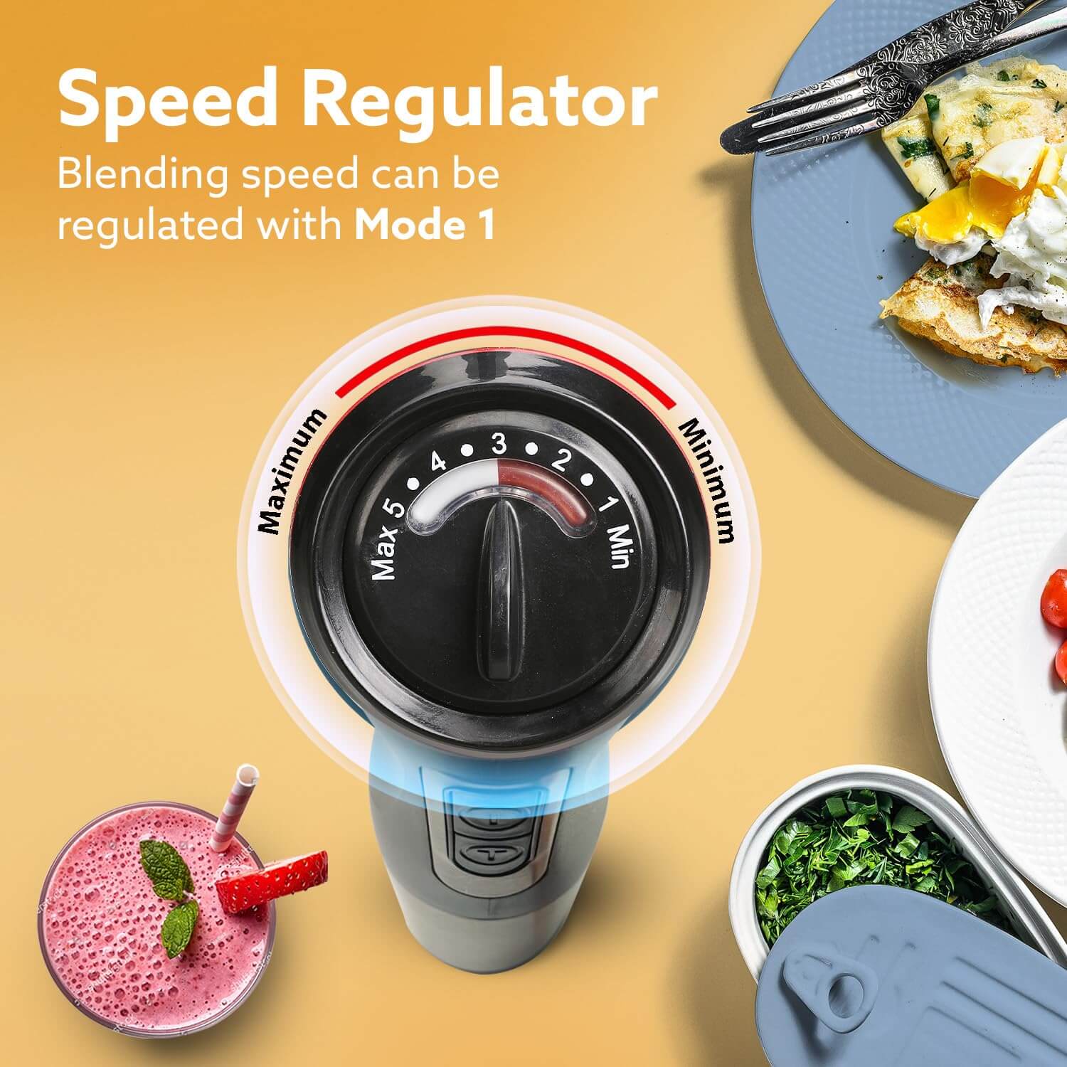 AGARO Grand black hand blender featuring dual speed modes and ergonomic design
