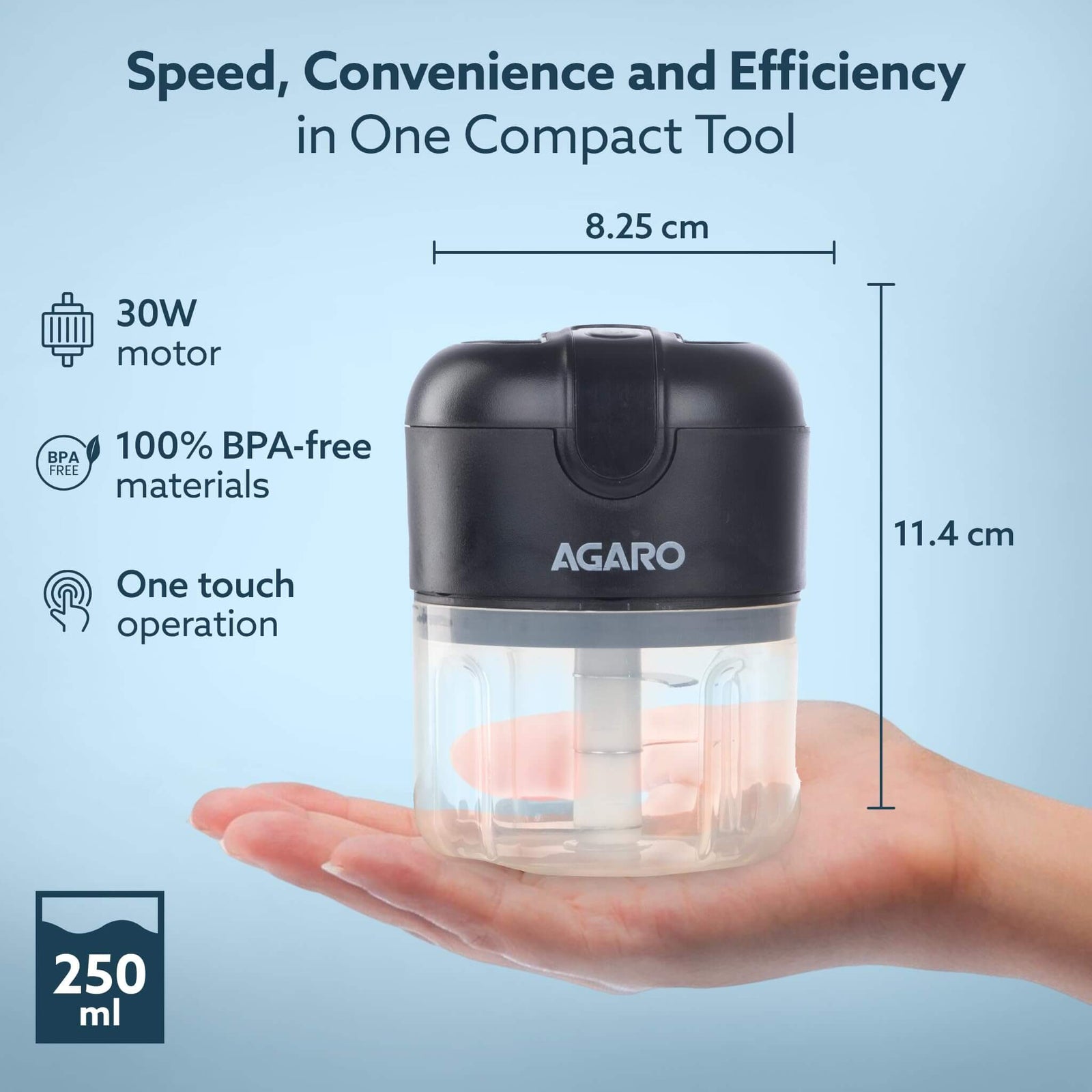 AGARO Electric Chopper with Dual Safety Lock Mechanism