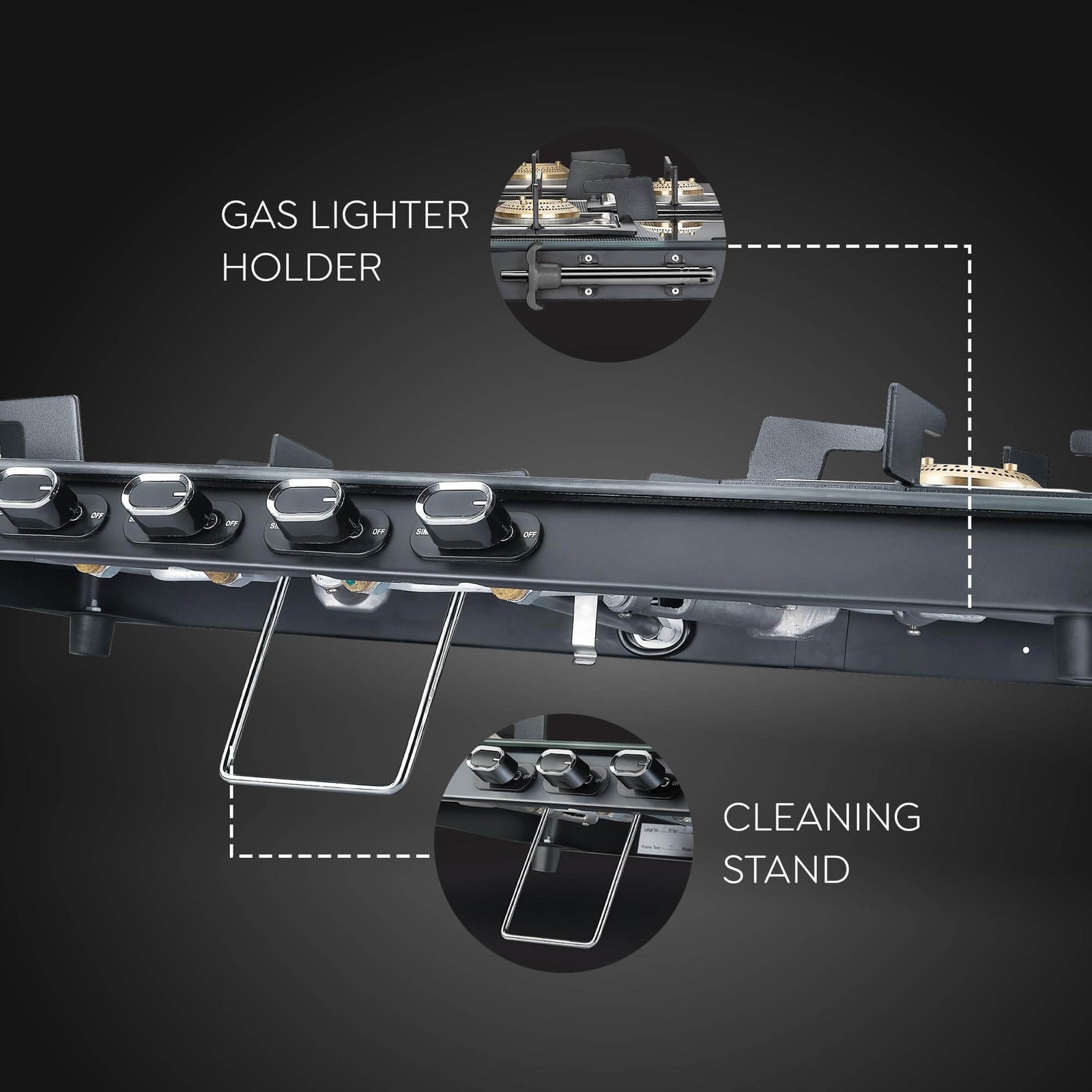 Prestige Gas Stove with Gas Lighter Holder and Cleaning Stand