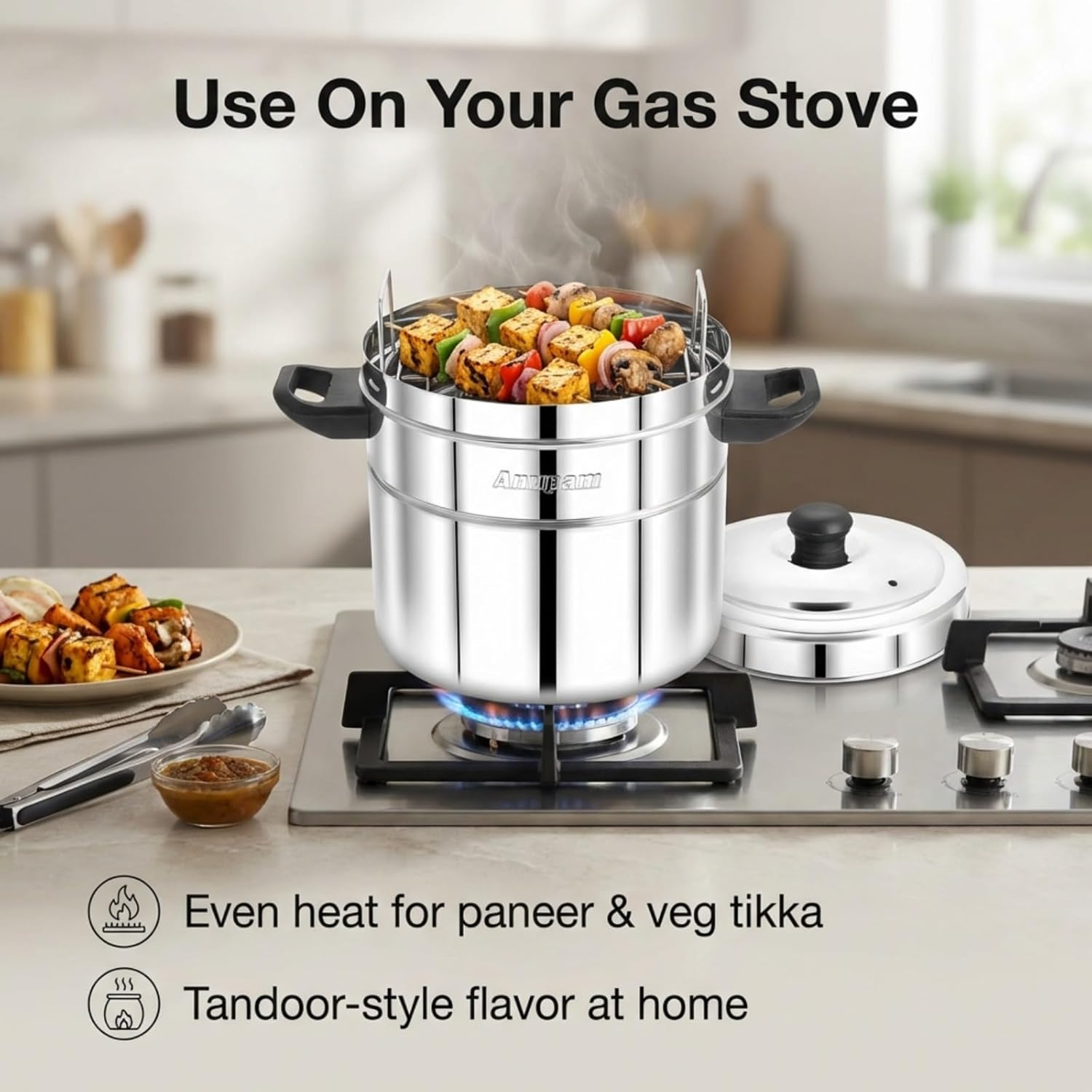 Anupam Steel Bati Maker Gas Tandoor Pizza Maker Multi-Purpose Cooker