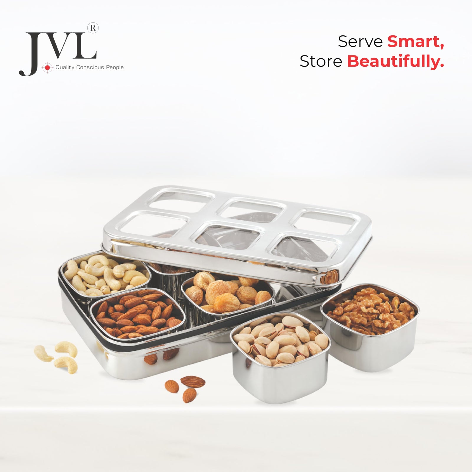 JVL Vista see-through dry fruit storage container for snacks and chocolates