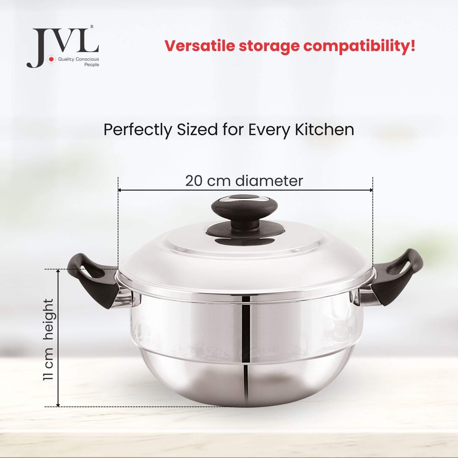 Complete 5-in-1 steaming solution JVL Multi Kadai with tri-ply body construction