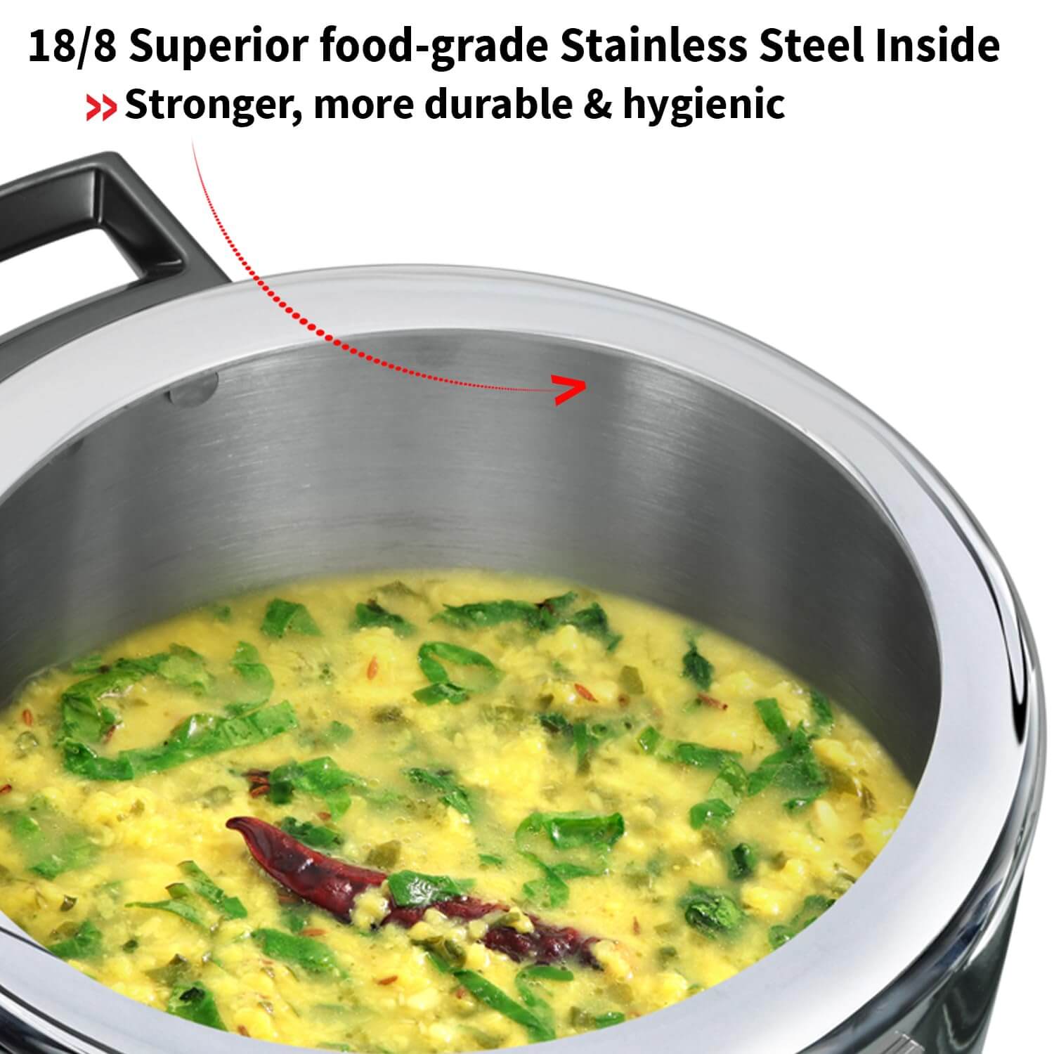 Hawkins Triply Stainless Steel Pressure Cooker - Inner Lid, Induction Compatible with 3mm Extra-Thick Base