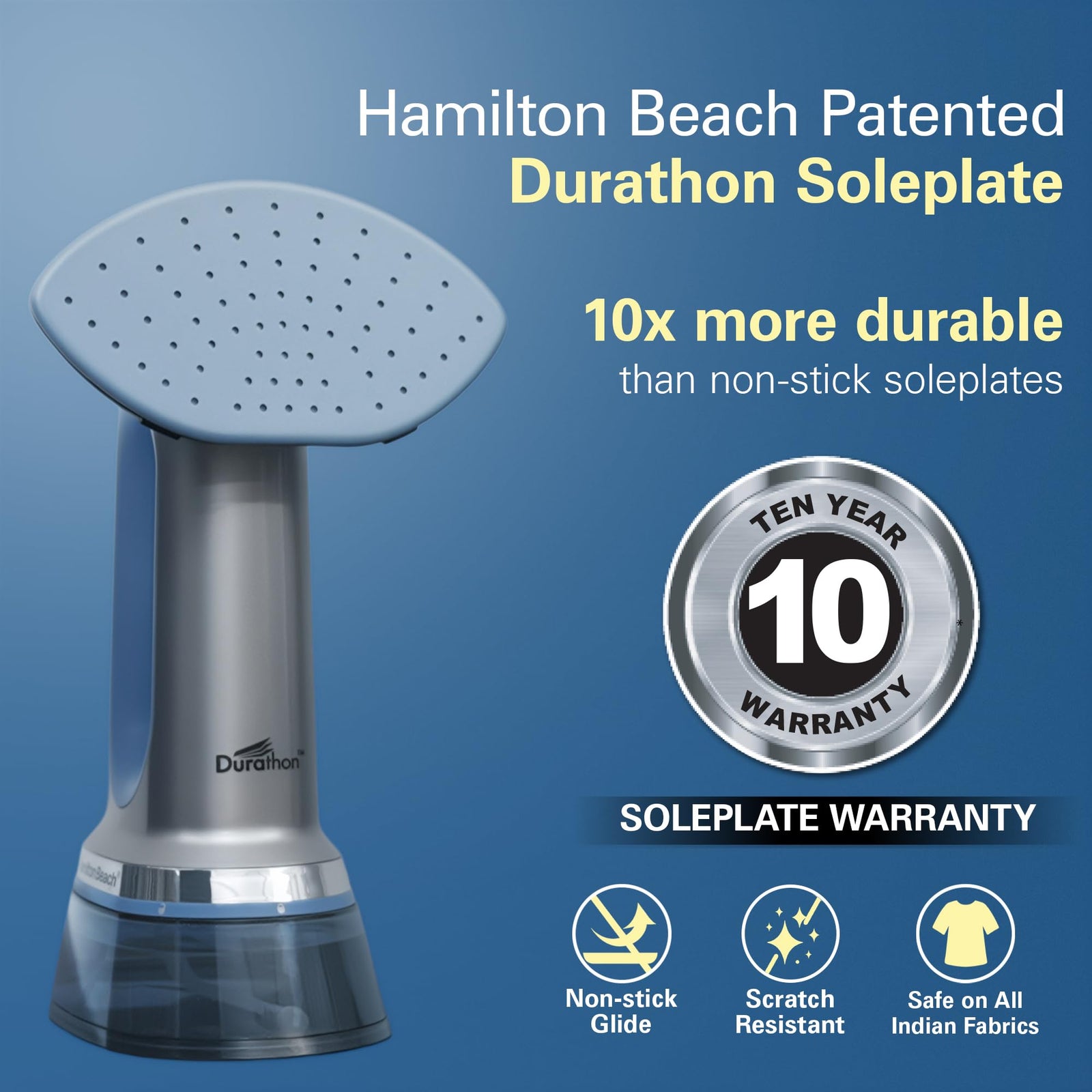 Hamilton Beach Durathon 3-in-1 Garment Steamer with 10-Year Soleplate Warranty