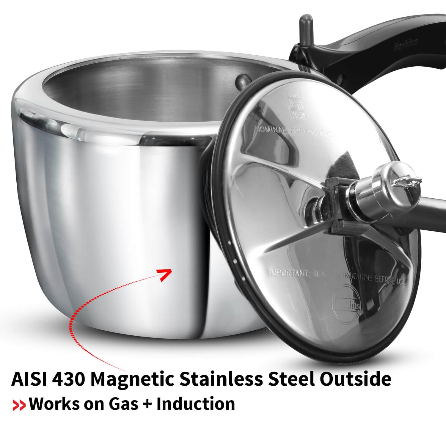 Hawkins Triply Stainless Steel Pressure Cooker - Inner Lid, Induction Compatible with 3mm Extra-Thick Base