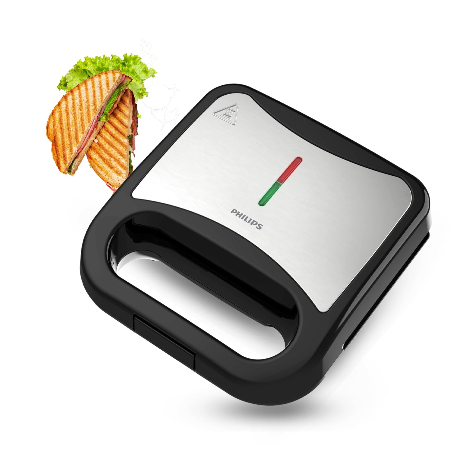 Philips HD3010/80 Sandwich Maker Grill 700W with XL Non-Stick Plates and Easy-Lock Lid