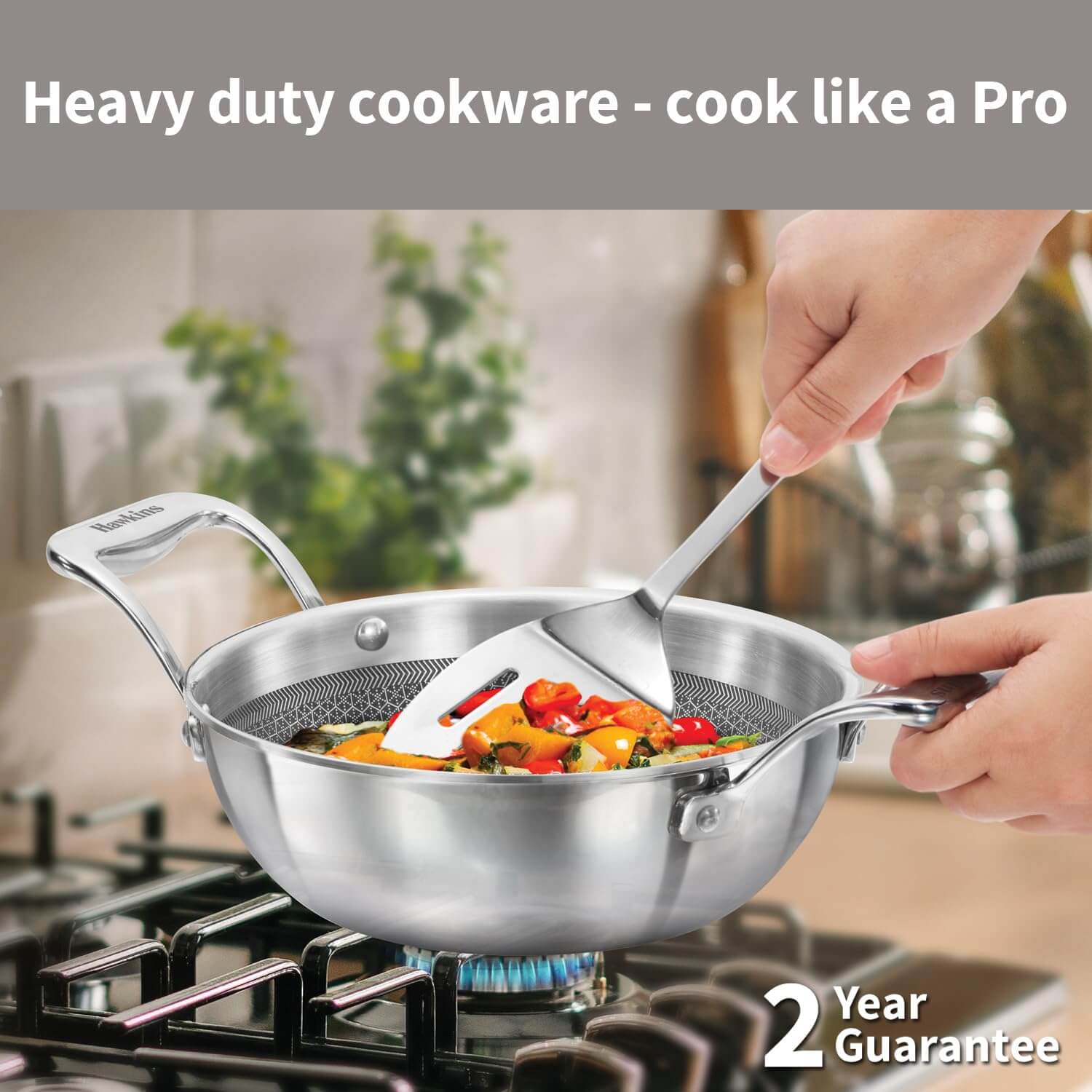 Hawkins Pro Shielded Nonstick Kadhai 1.5L - Long-Lasting & High-Performance Cooking Pan