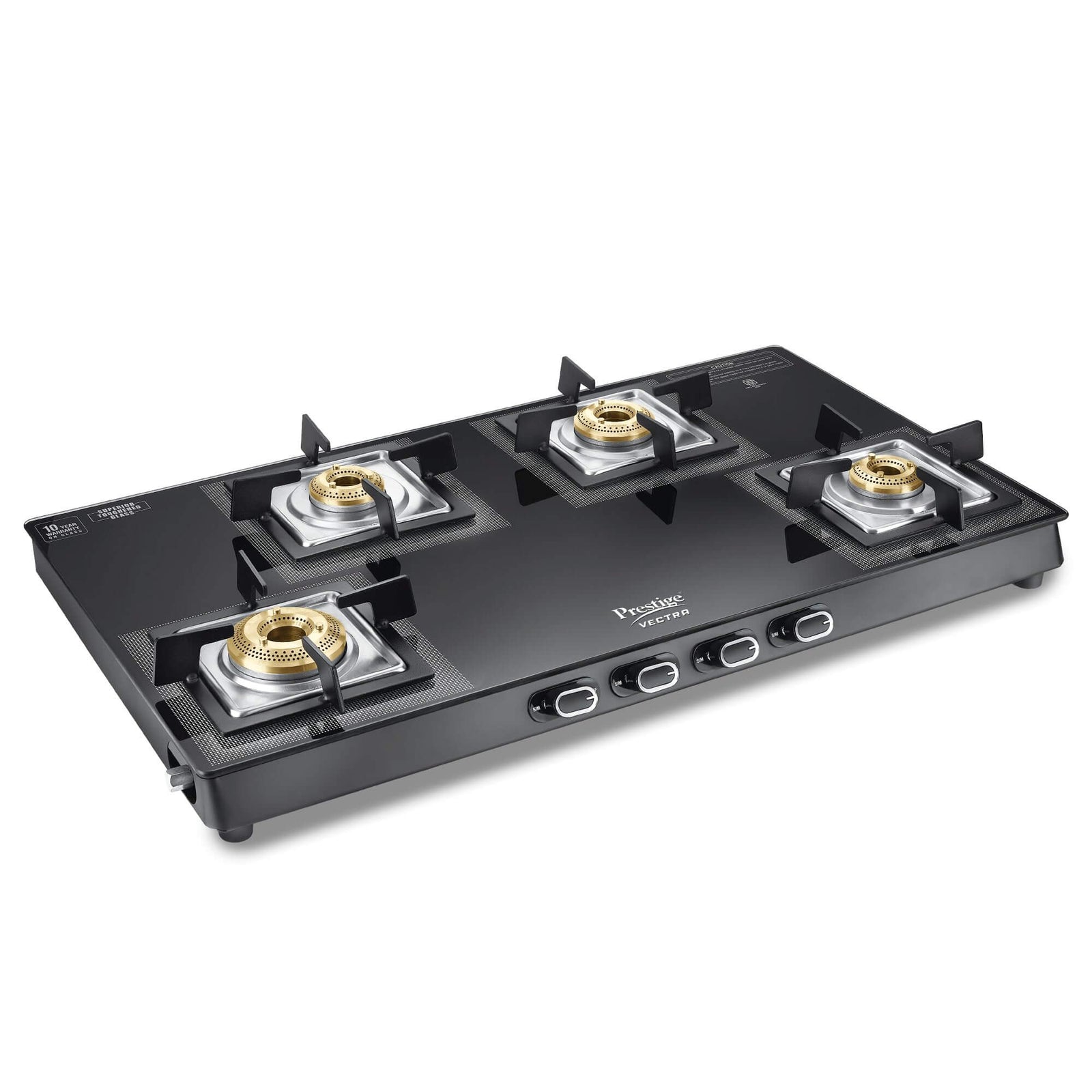 Prestige Vectra 4 Burner Glasstop Gas Stove with Toughened Glass Top