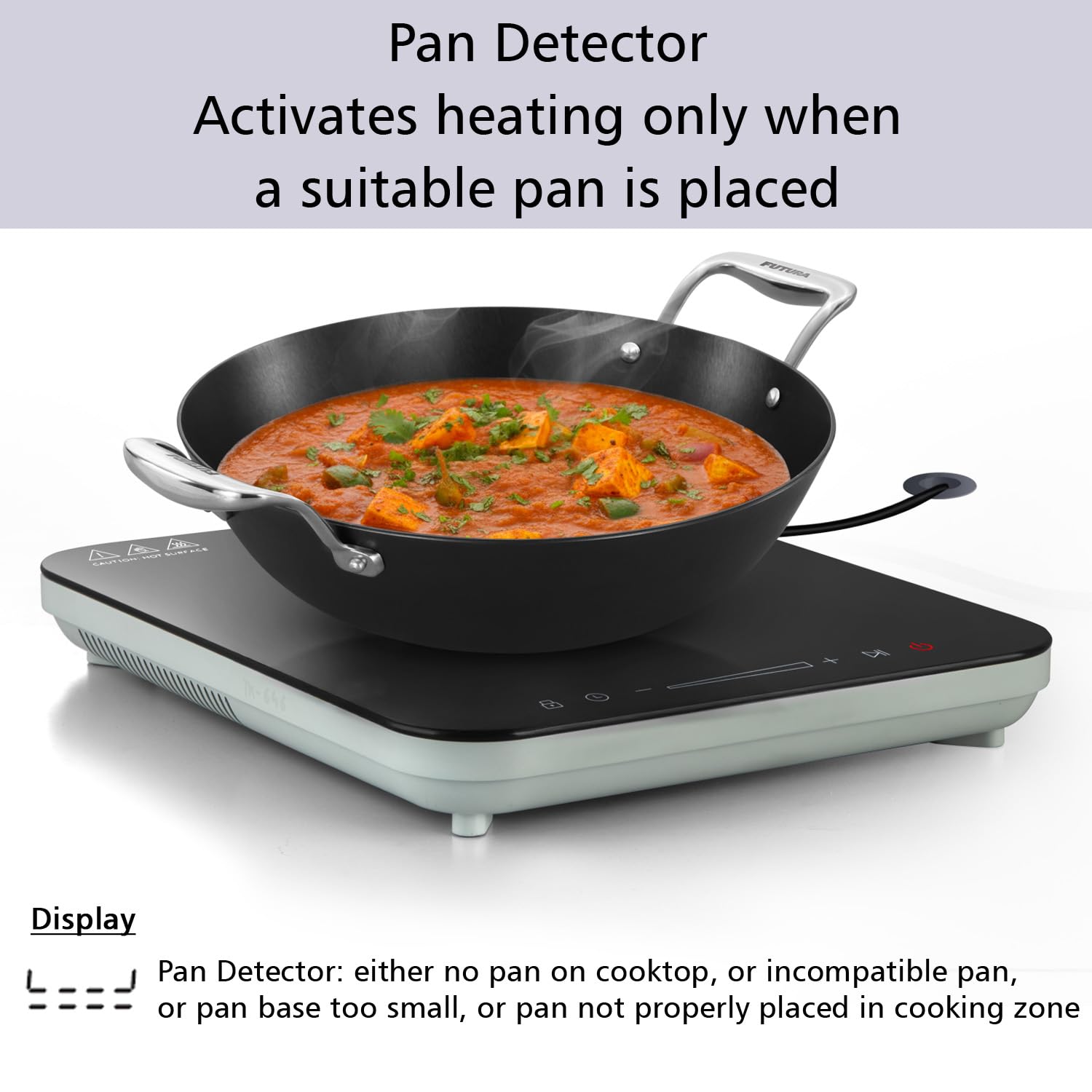 Futura induction cooktop FIC1A1 sleek black design with Hawkins branding Made in India