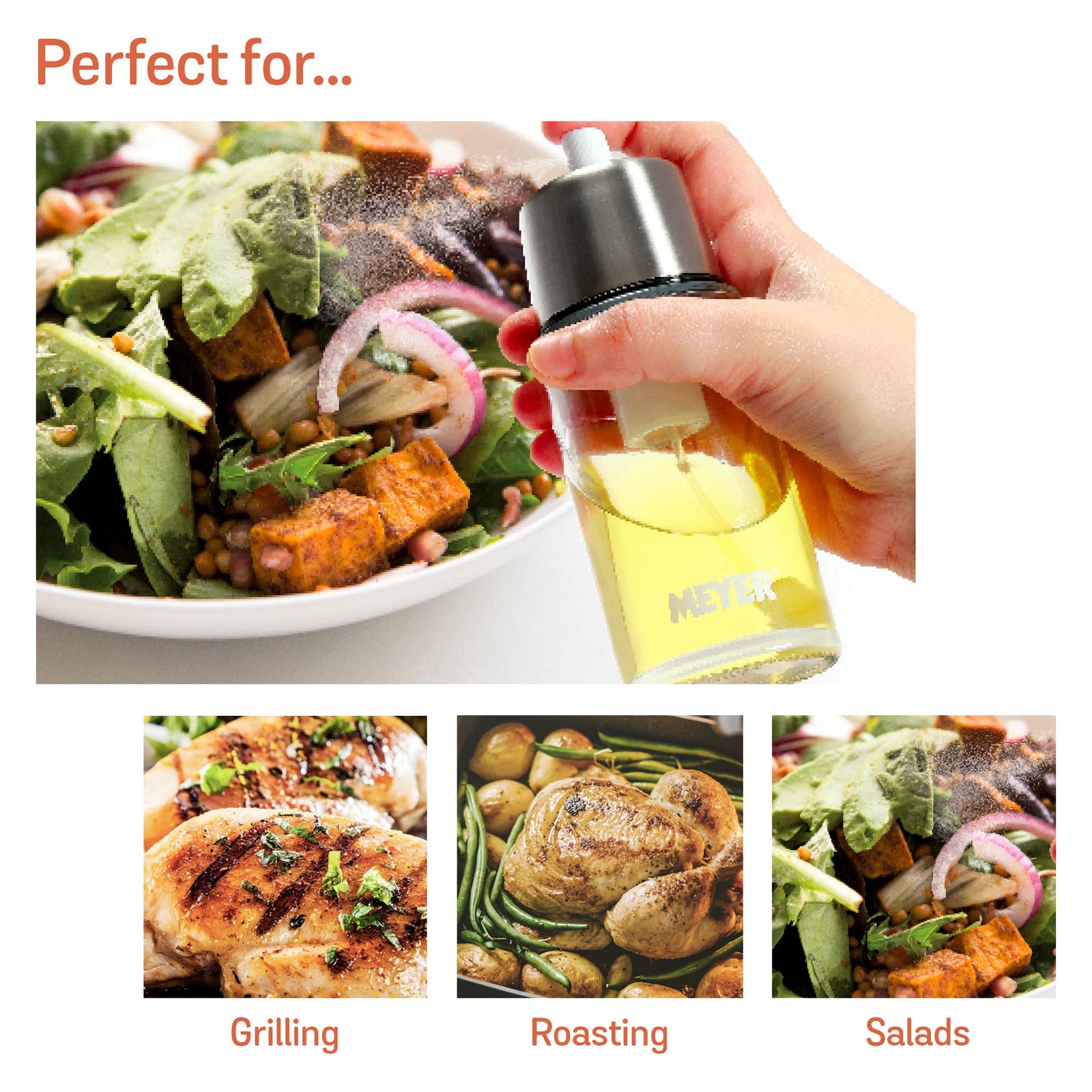 Meyer Kitchen Hacks Oil Mister / Oil Sprayer, 170ml – Refillable, Toxin-Free Oil Dispenser for Healthy Cooking