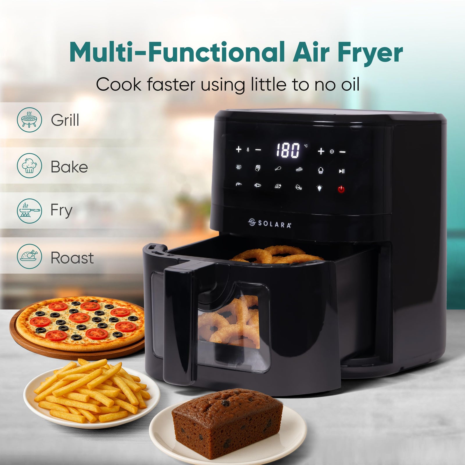 SOLARA digital air fryer 4.5 litre with 10 preset touch control panel