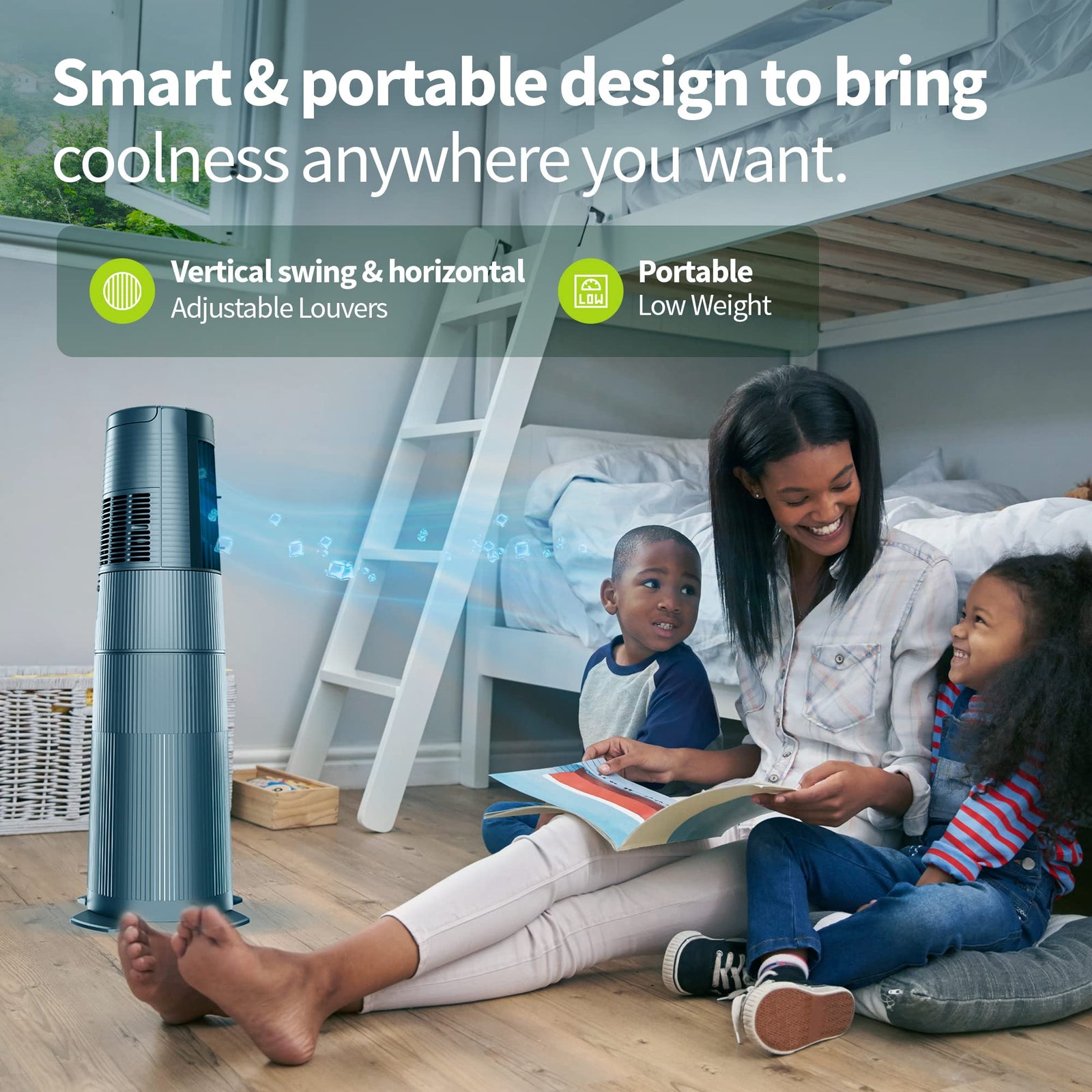 Symphony Duet i-S Personal Tower Cooling Fan For Home and Office with Honeycomb Pad, Powerful Blower, Auto Rotation and Low Power Consumption (6L, Grey)