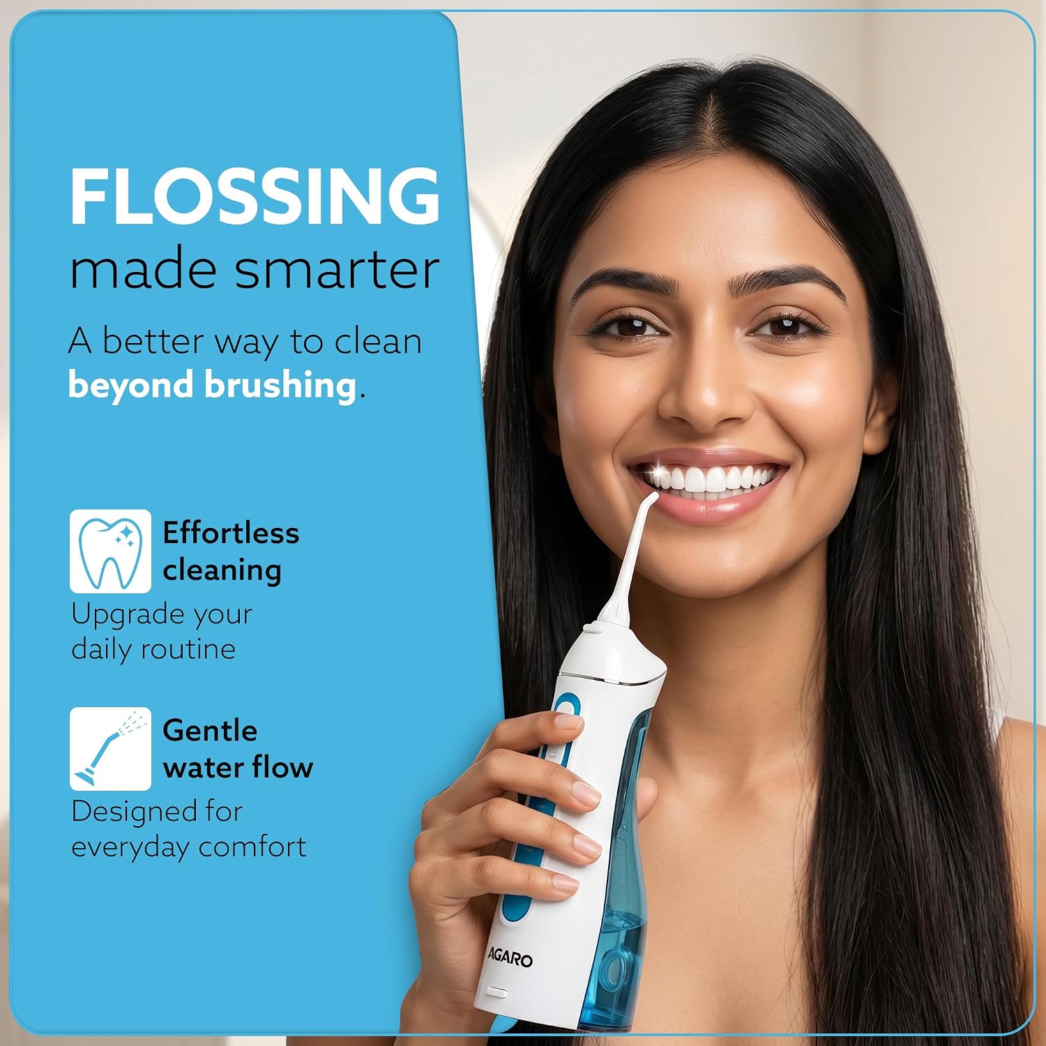 AGARO Ultra Plus Cordless Water Flosser, 200 ml Tank, 4 Cleaning Modes, 5 Nozzles, IPX7 Waterproof Oral Irrigator