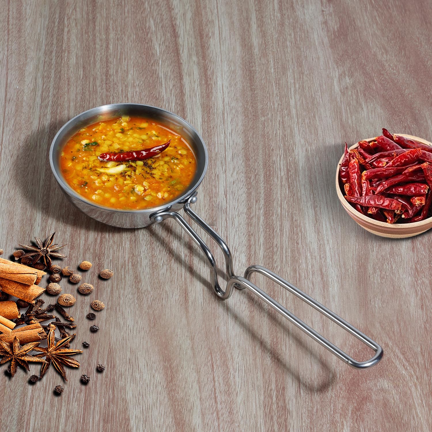 Vinod Platinum Triply Stainless Steel Tadka Pan Large - 300 ml, 11 cm | Balance Design Handle | Vagar Pan | Baghar Pan| Chounk Pan | Flame Safe| 5 Year Warranty - Silver