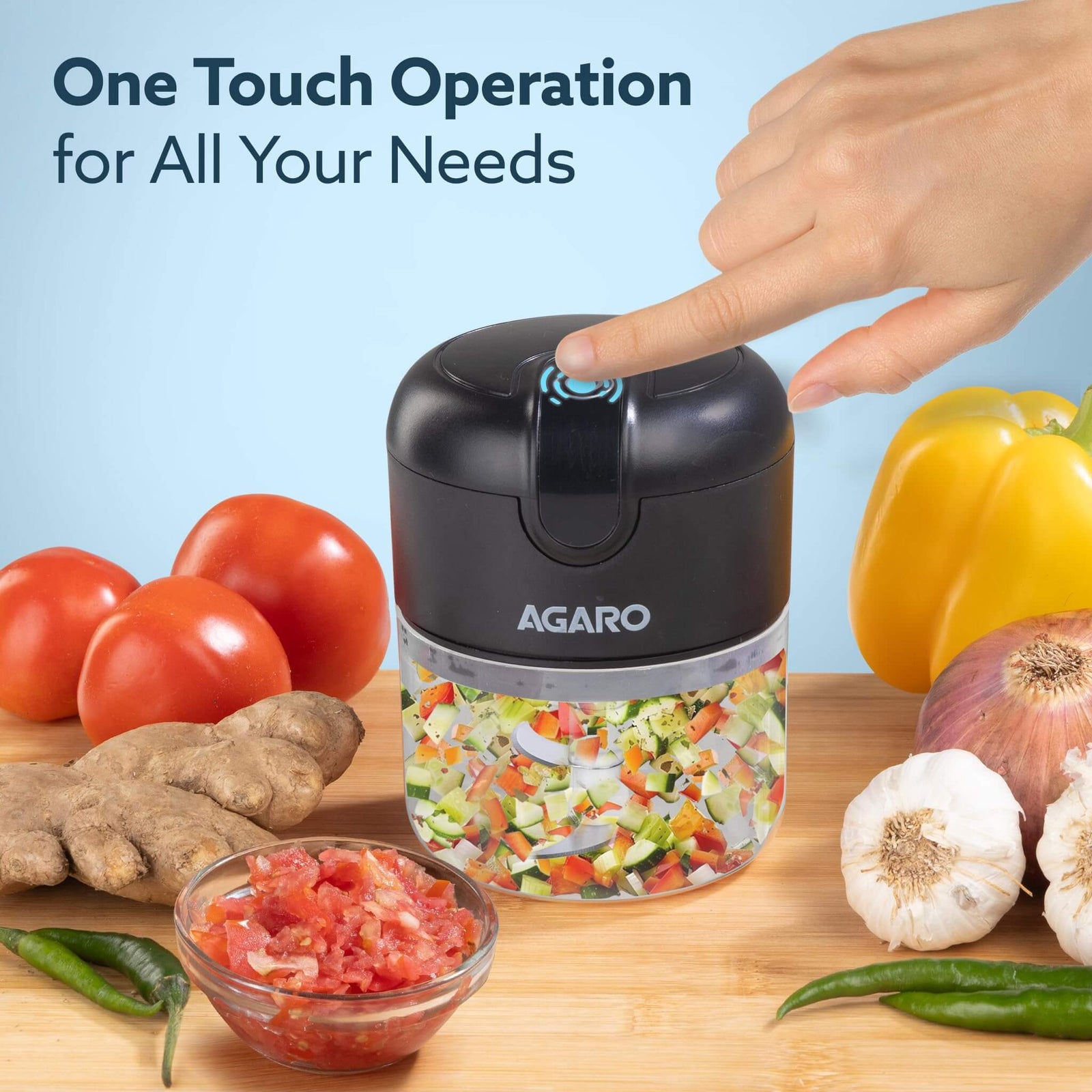 USB Rechargeable AGARO Mini Chopper - Perfect for Quick Food Prep