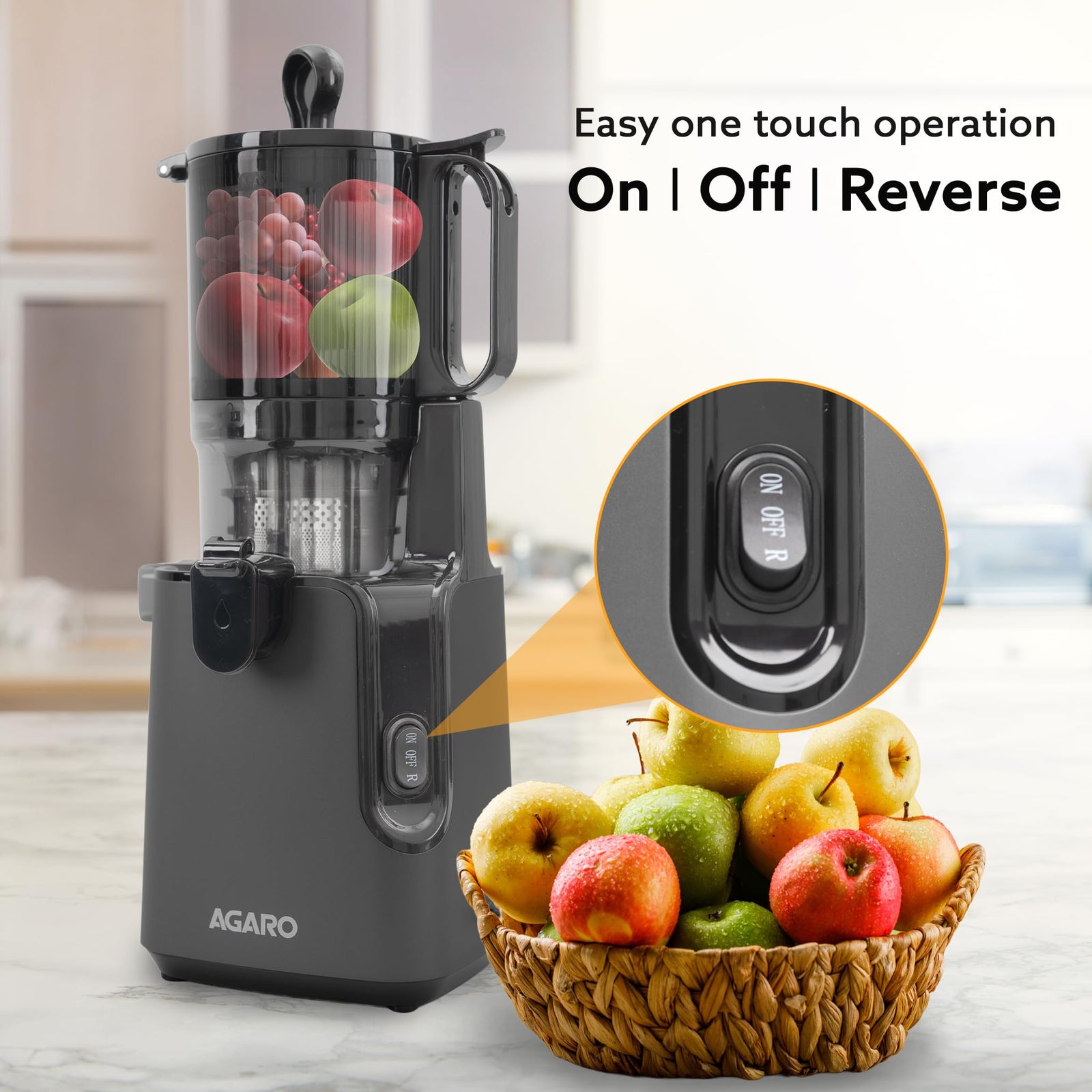 AGARO Cold Press Juicer upgraded spiral auger 30 percent more juice yield technology