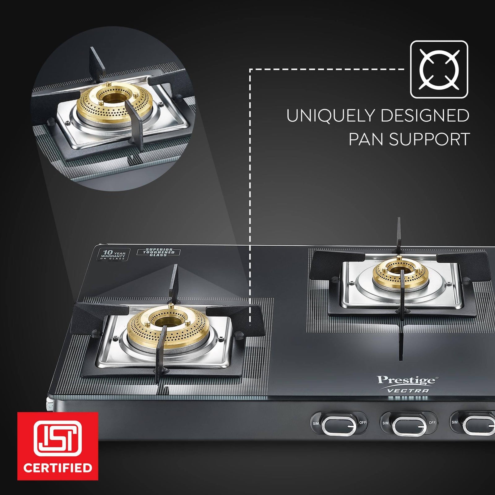 360° Revolving Nozzle & 3-Way Gas Inlet for Flexible Installation.