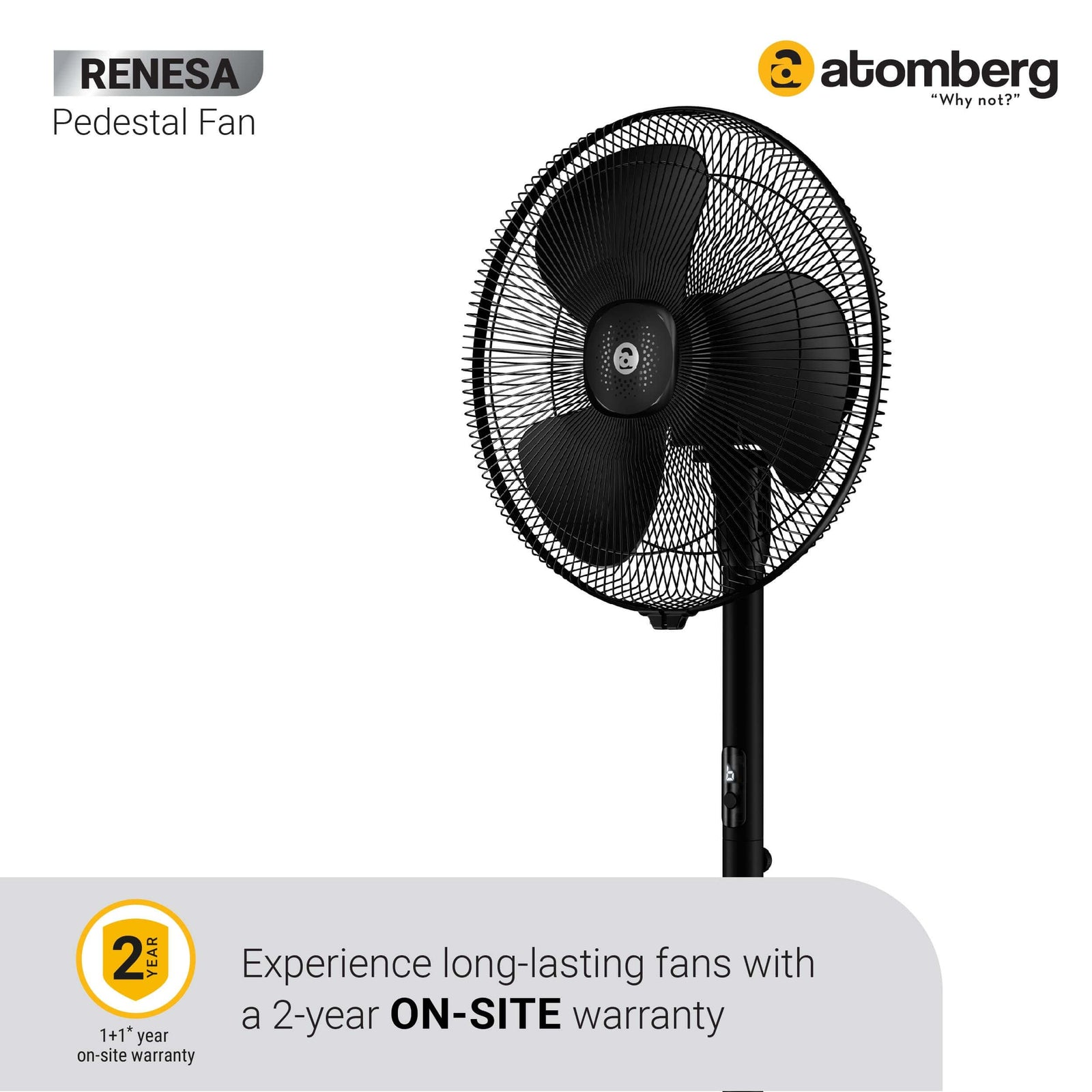 Lightweight Pedestal Fan in Midnight Black