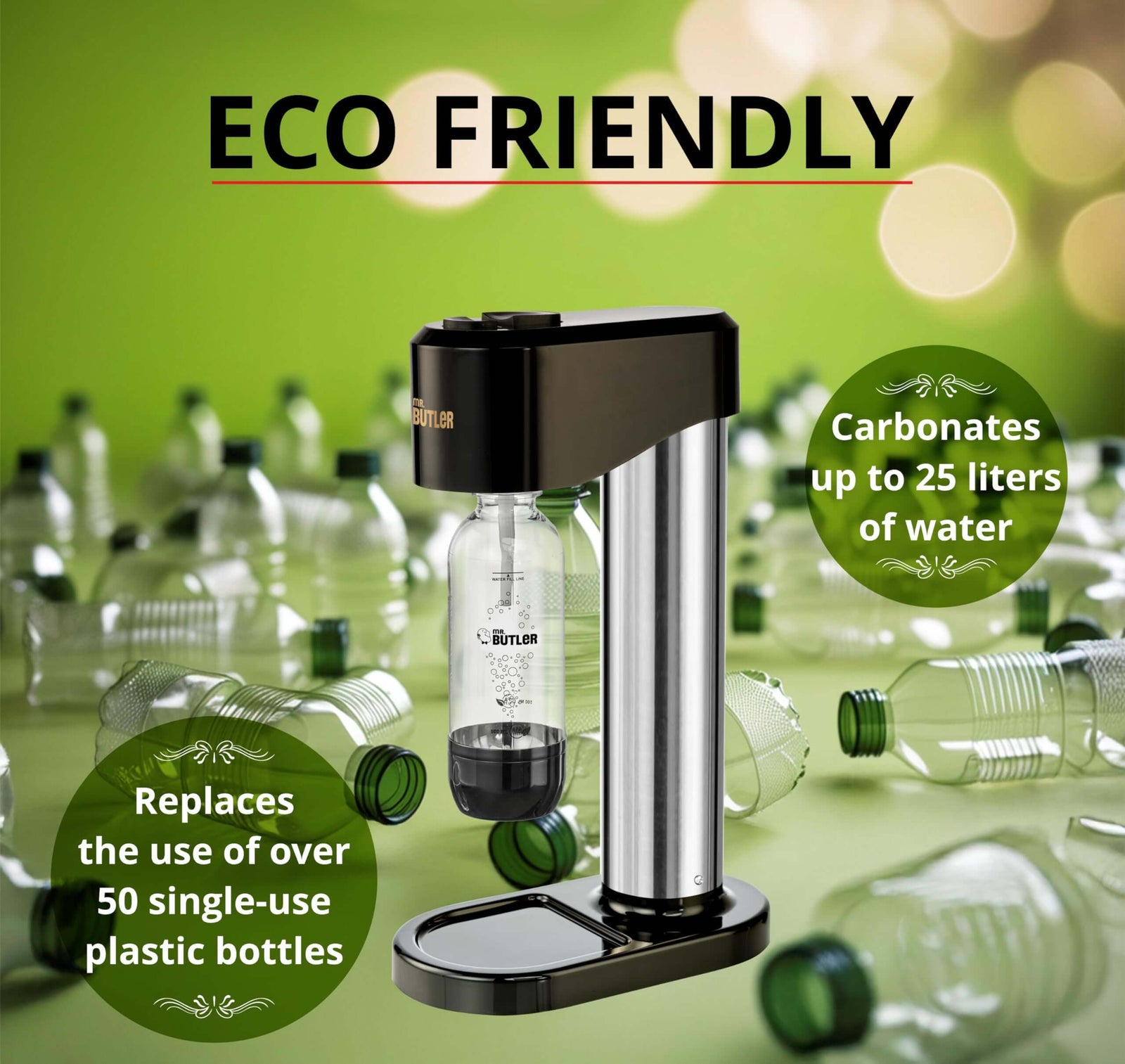 Mr. Butler Instafizz Sodamaker silver and black