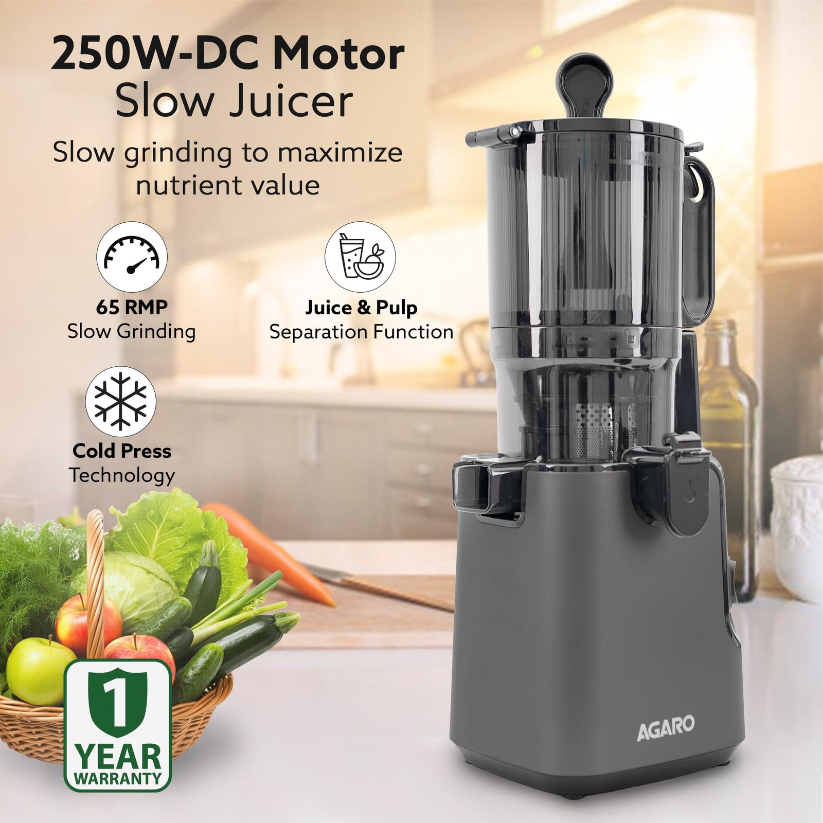 AGARO Regal Juicer 3 step assemble and fast cleanup with detachable parts under running water