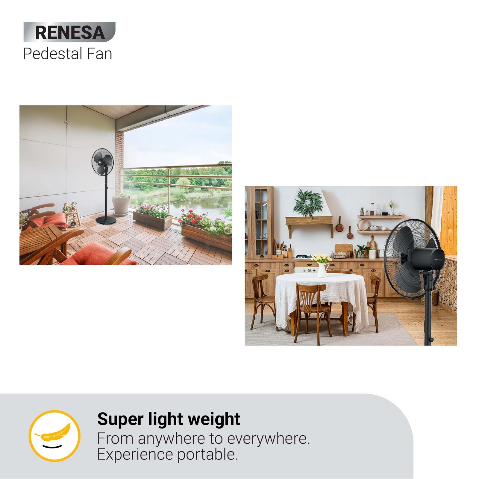 Renesa Fan with Detachable Grill for Easy Cleanings
