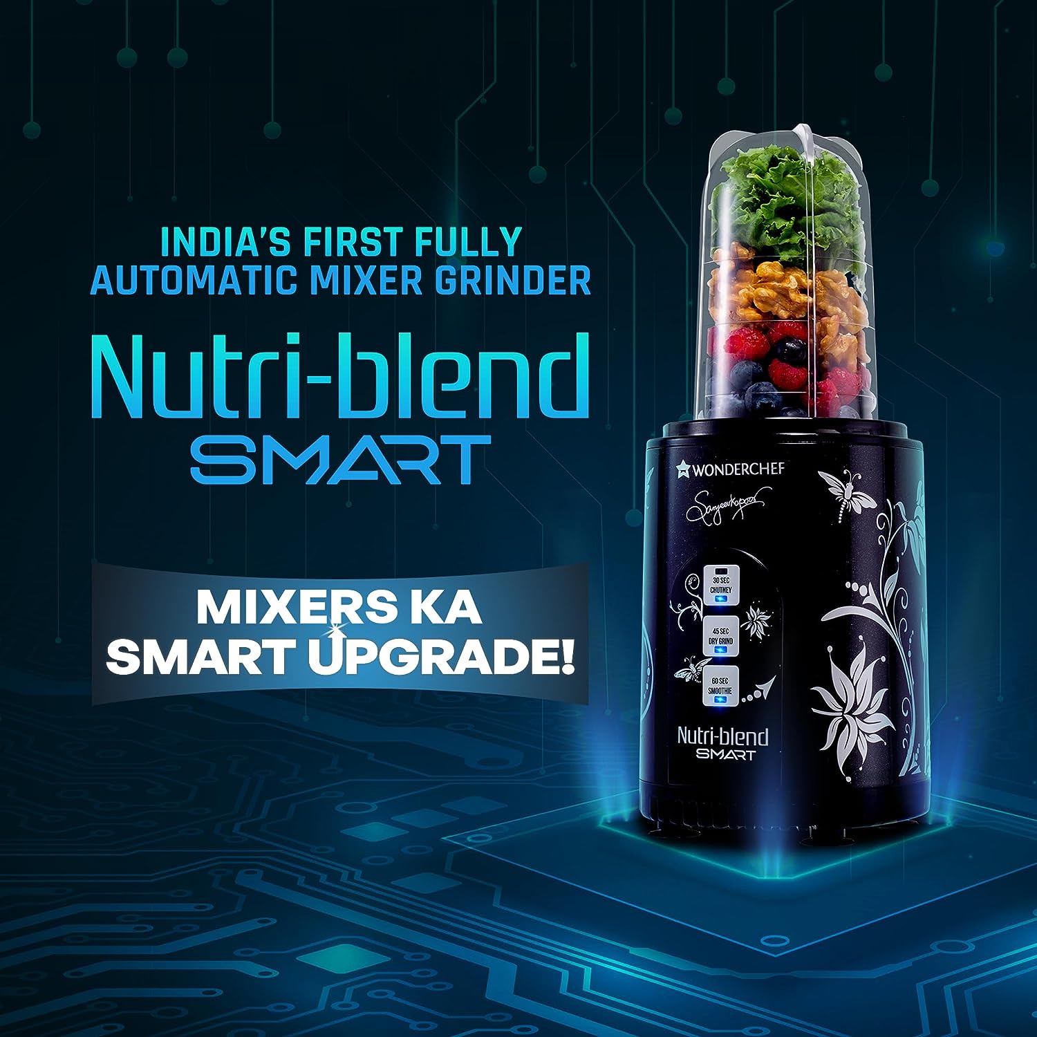 Wonderchef Nutri Blend Smart 500W - Fully Automatic Mixer Grinder | India's Best Kitchen Appliance