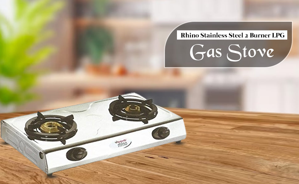 Butterfly Rhino Stainless Steel LPG Stove, 2 Burners, Manual Ignition
