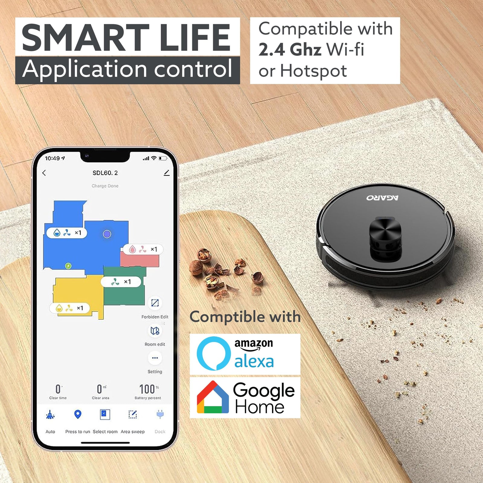 AGARO Alpha 2-in-1 Robot Vacuum and Mop with 3200Pa Suction for Indian Homes