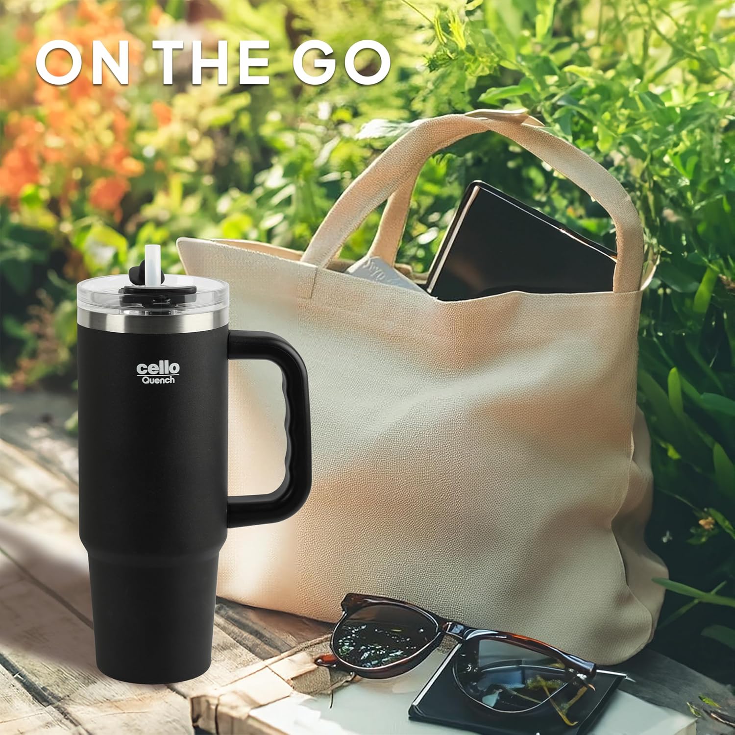 Cello Quench Insulated Stainless Steel Tumbler 550ml with Straw & Handle