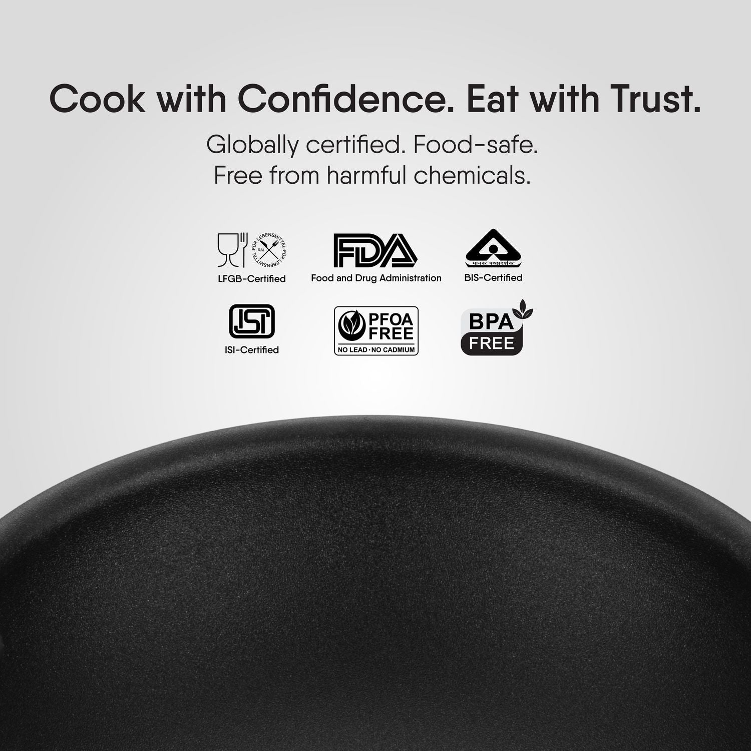 Stahl Artisan Schild Frypan LFGB FDA BIS certified PFOA-free BPA-free non-stick