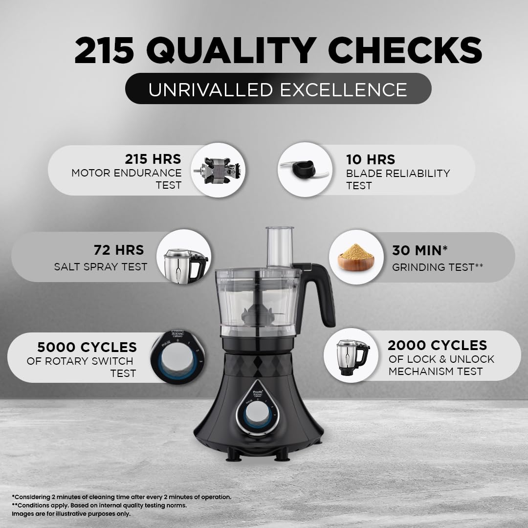 Preethi Zodiac Cosmo MG 236 Mixer Grinder 750W with 5 Jars & Master Chef+ Food Processor