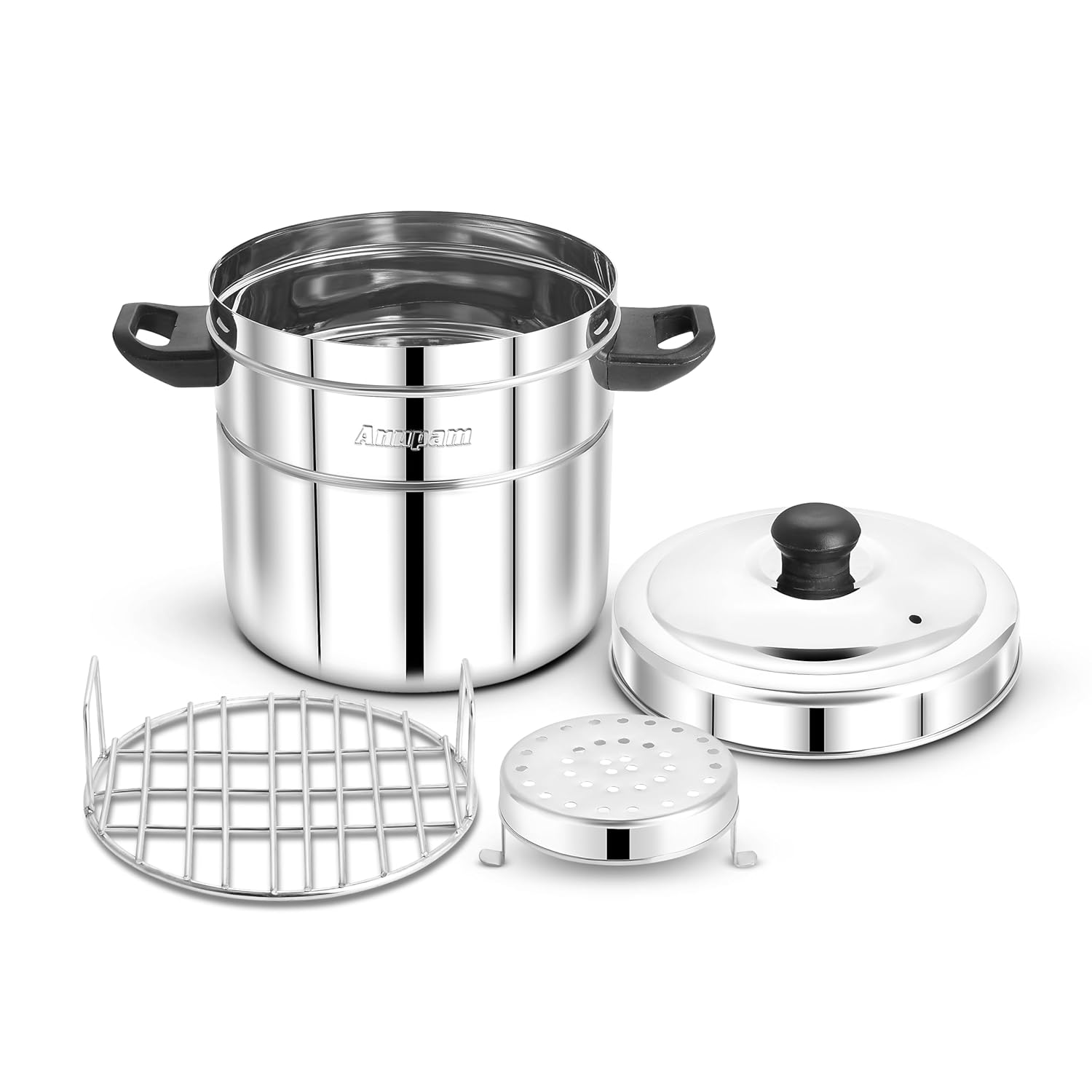 Anupam gas tandoor showing perforated steamer plate and bottom heating design