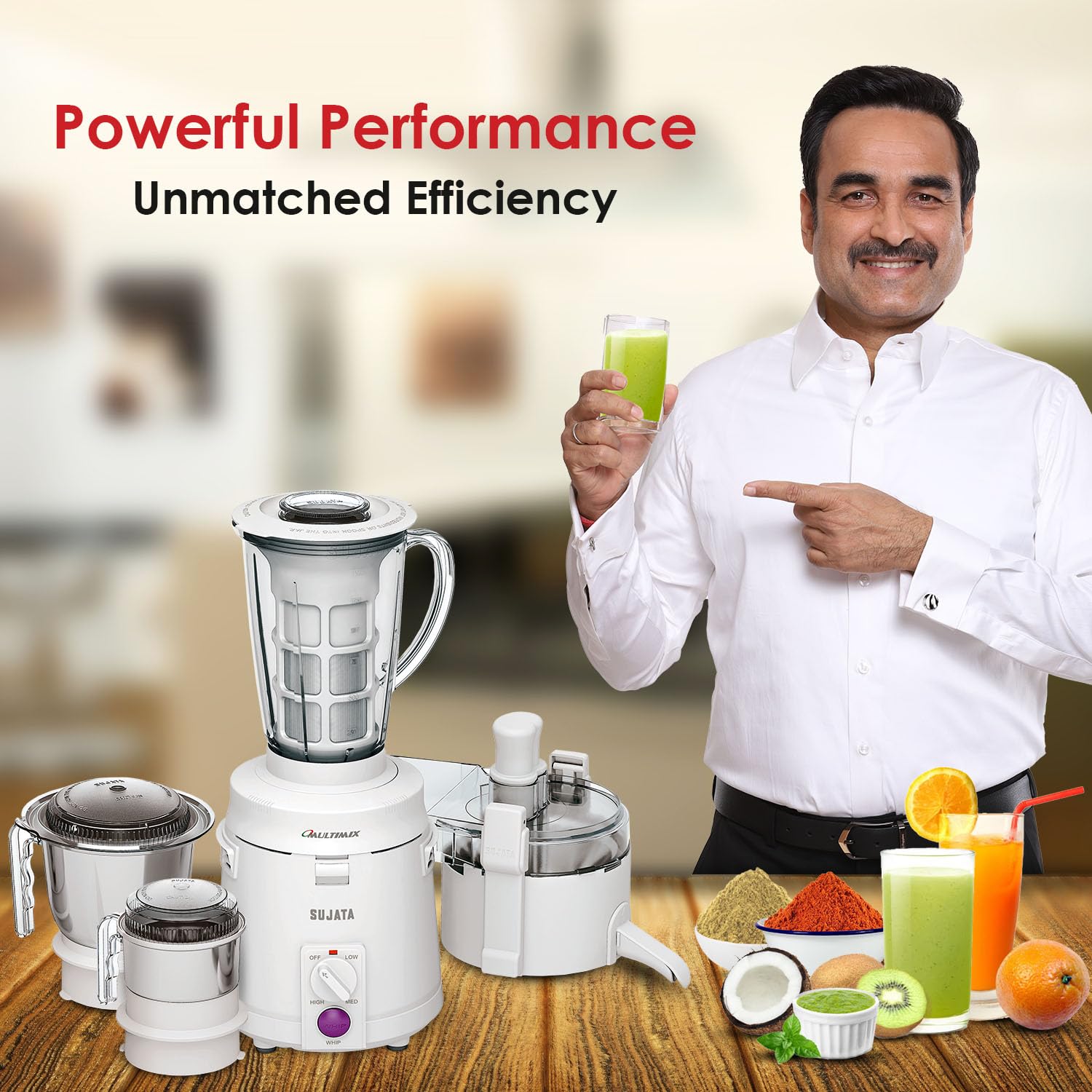 Sujata Multimix 900W mixer grinder with juicer and 3 stainless steel jars with poankaj tripathi