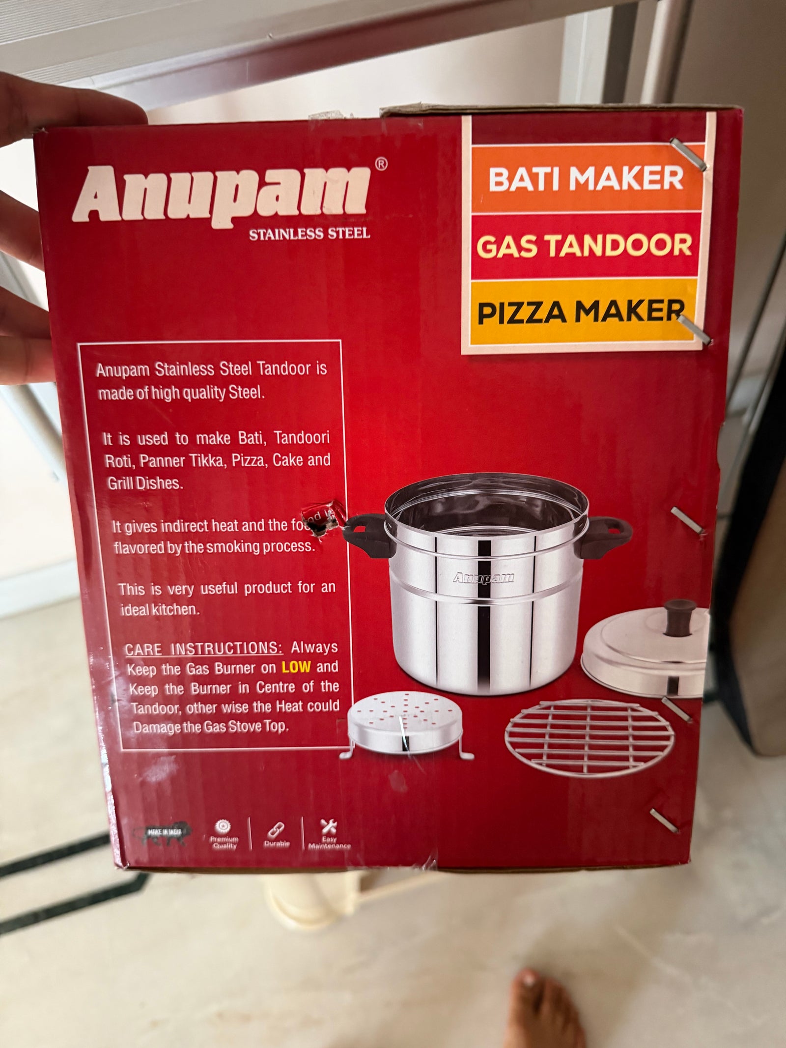 Multi-purpose Anupam stainless steel cooker for making batis, pizzas and tandoori dishes
