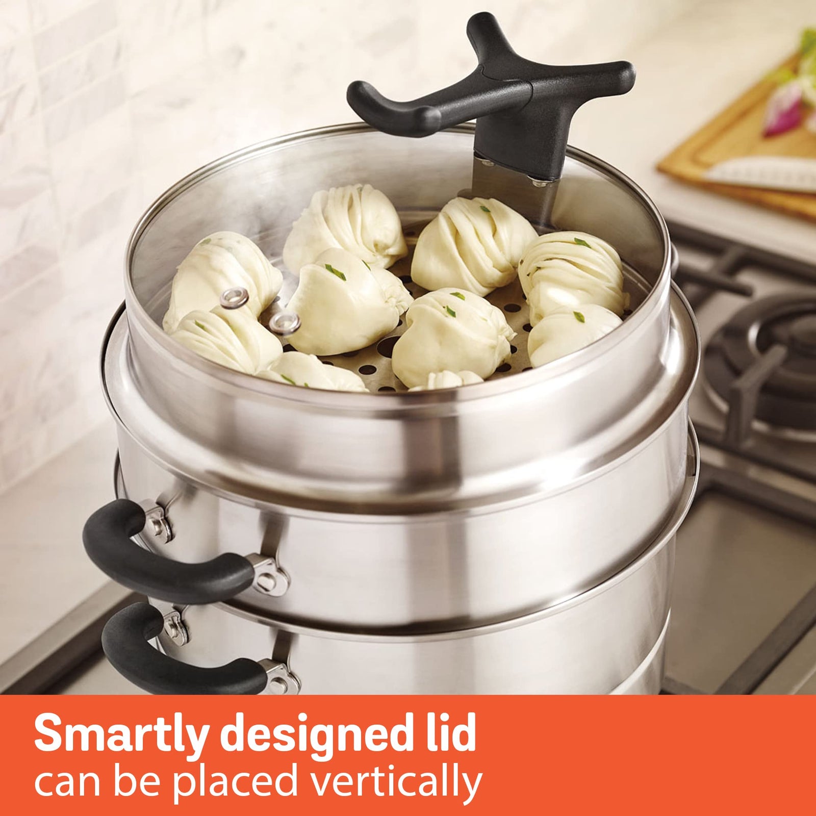 Induction Base Meyer 3-Tier Steamer, 8.5L Capacity