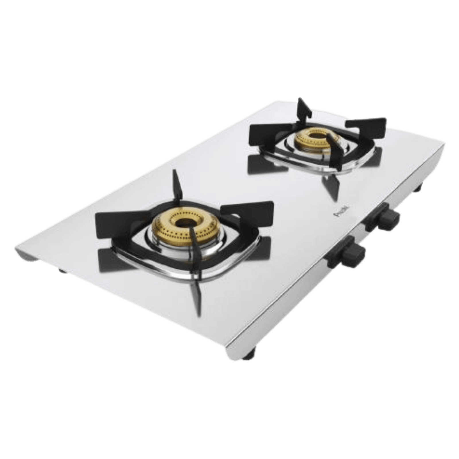 Preethi Glamsteel 2 Burner Gas Stove with stainless steel finish and brass burners