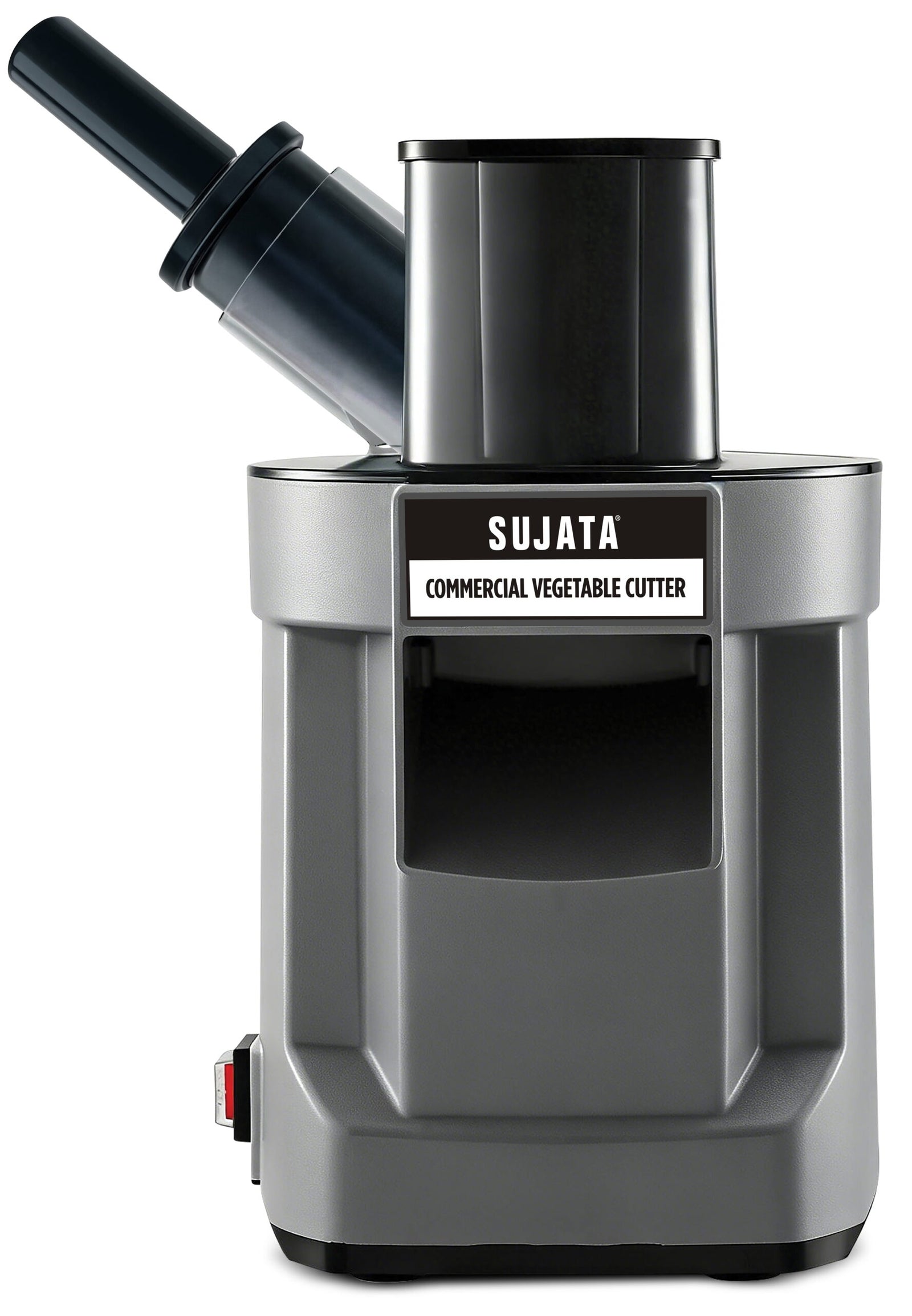 Sujata CVC01 Commercial Vegetable Cutter in grey with black feed chute front view