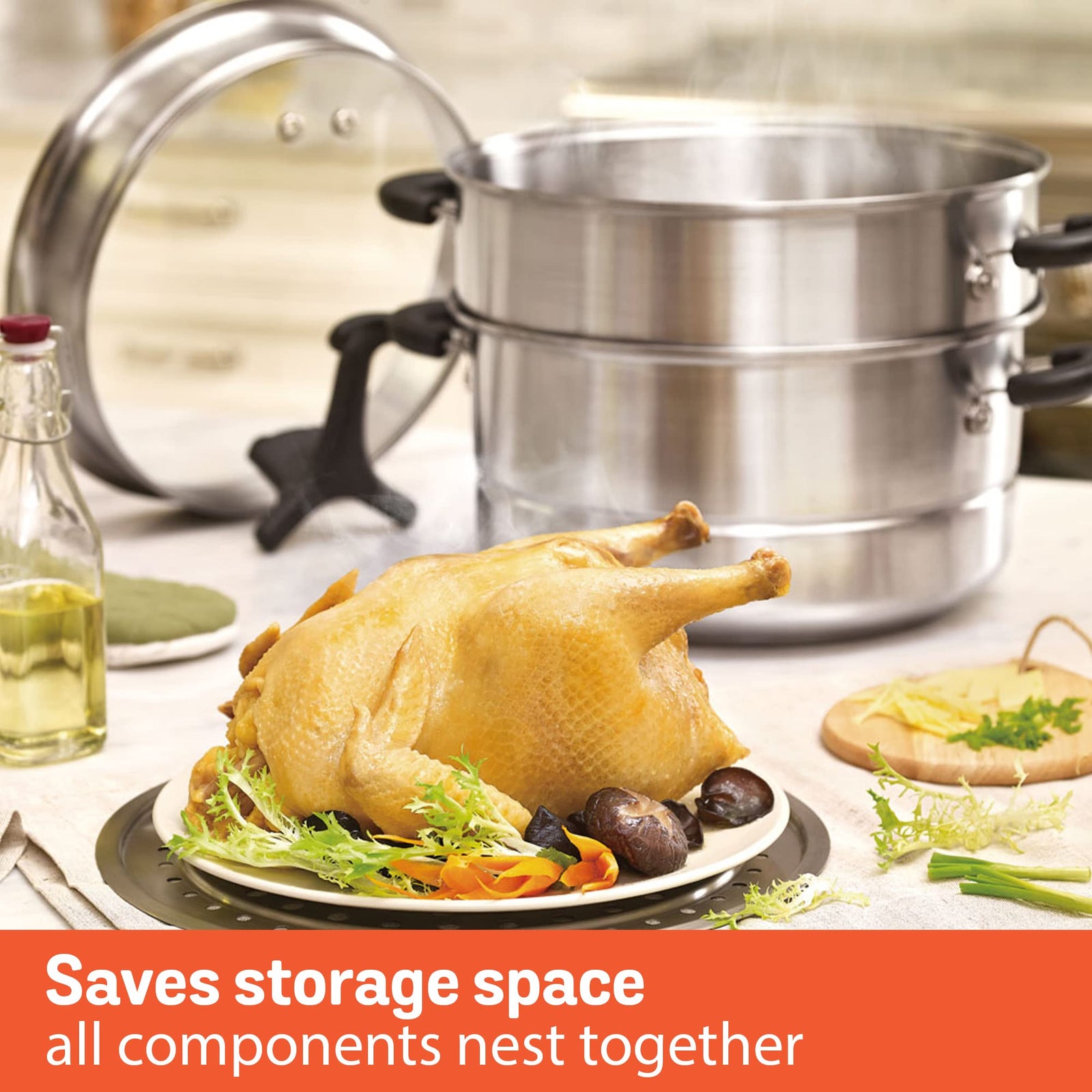 Versatile Kitchen Steamer Set with Nesting Design by Meyer