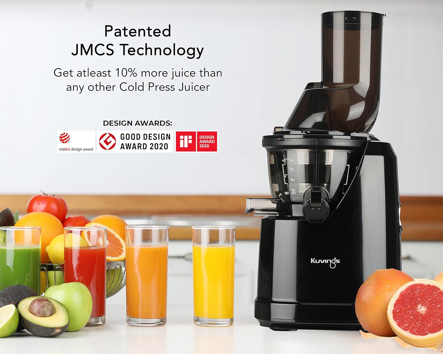 Kuvings B1700 Professional Cold Press Whole Slow Juicer with Smoothie & Sorbet Attachments Included