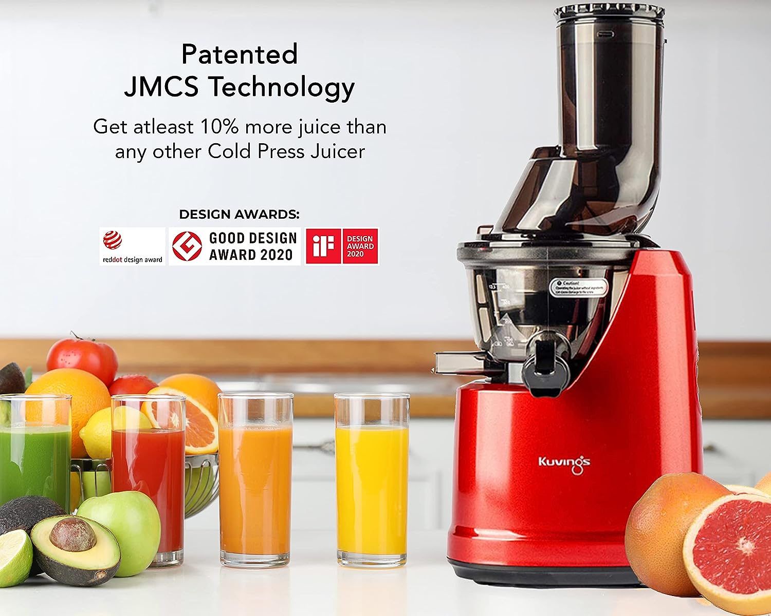 Kuvings B1700 Professional Cold Press Whole Slow Juicer with Smoothie & Sorbet Attachments Included
