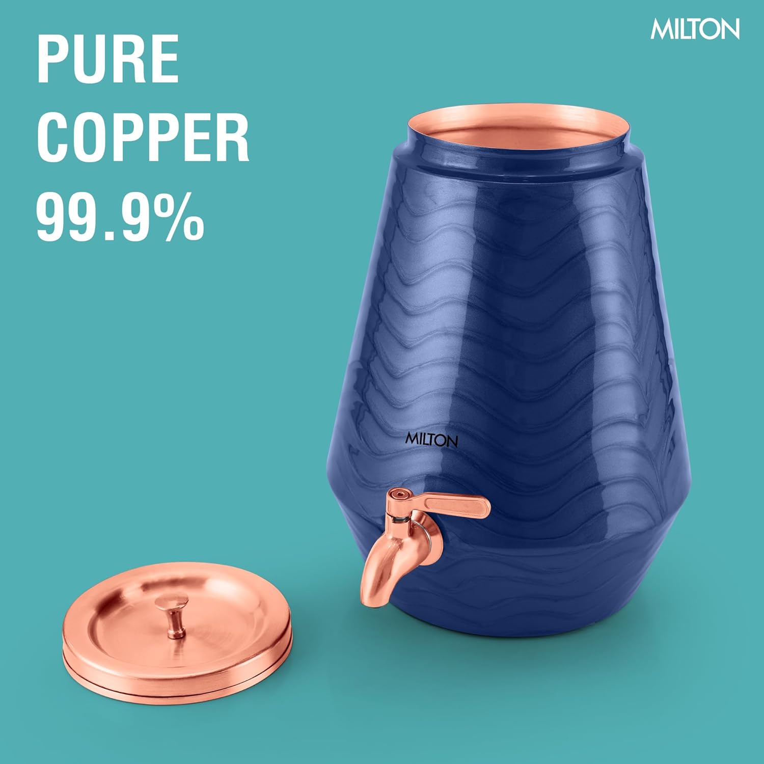 Milton Neerja 99.9% Pure Copper Water Pot Dispenser 5000ml Purple with Removable Copper Lid - Milton India