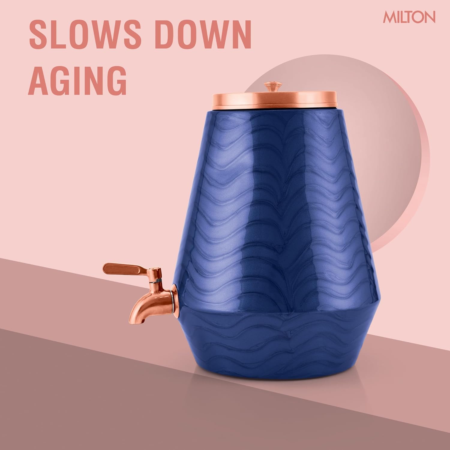 Milton Copper Matka Neerja Purple Water Dispenser Anti-Aging Benefits - Pure Copper Pot with Tap India