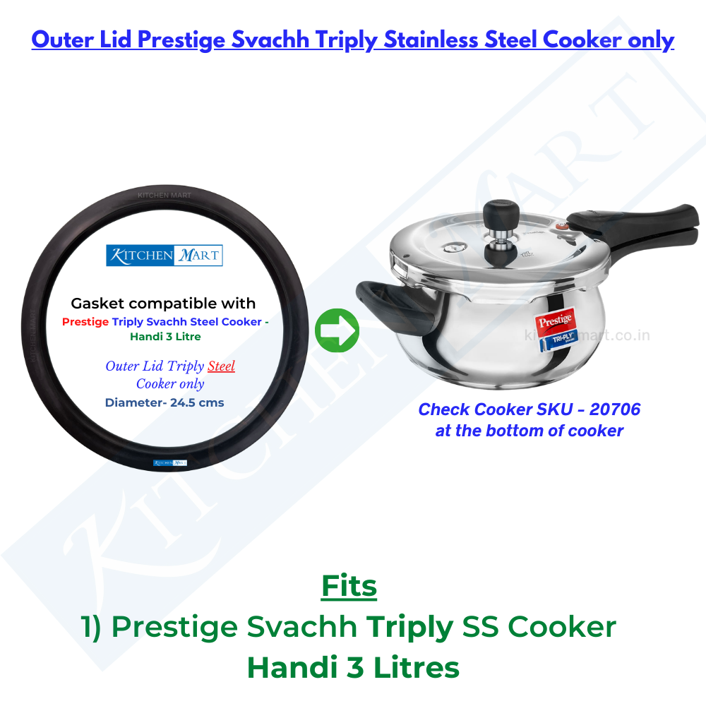 prestige gasket for triply svachh cooker handi 3 Litres