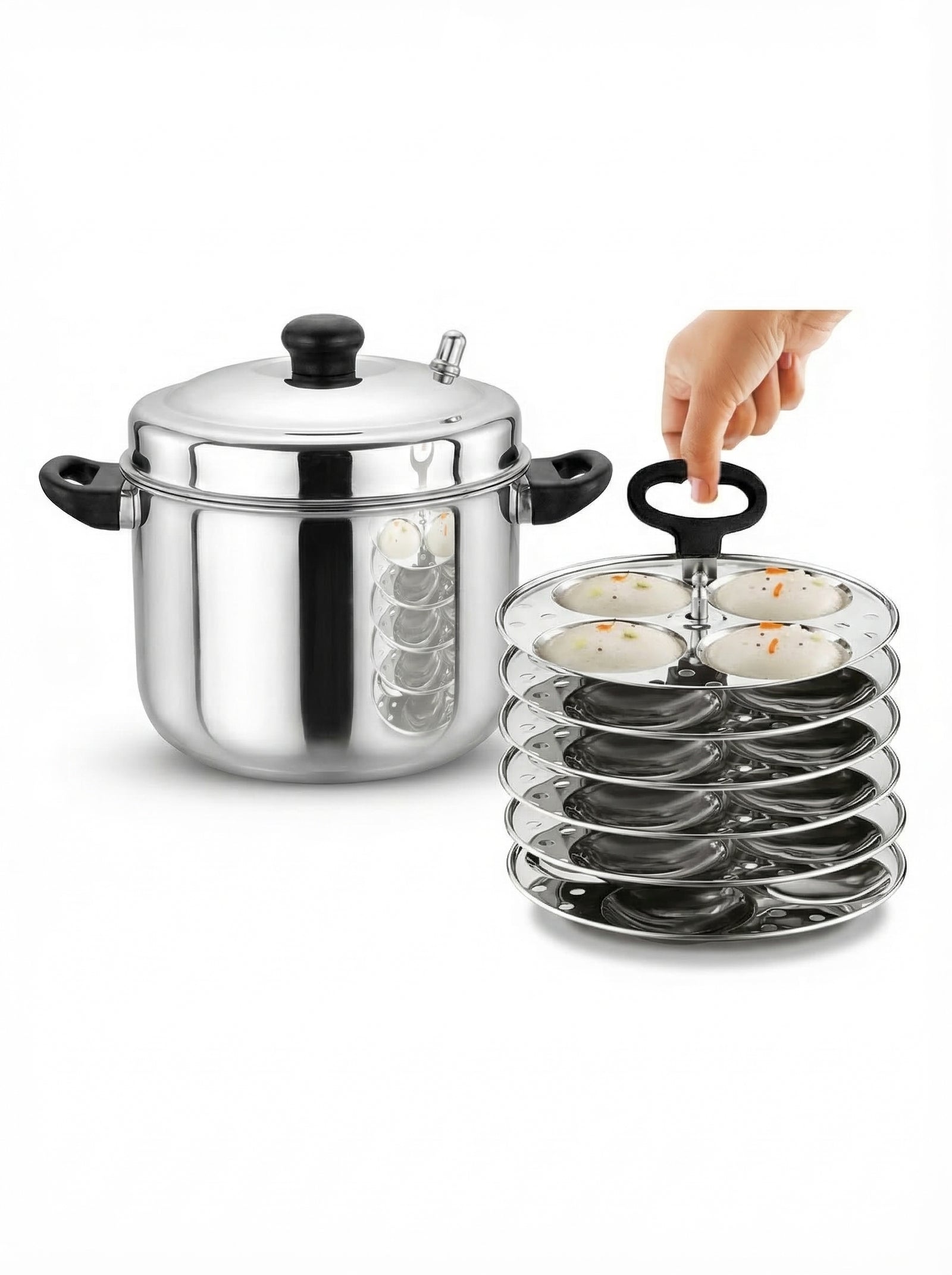 Embassy Sandwich Bottom Idly Maker with Deluxe Idly Stand & Lifter – Stainless Steel