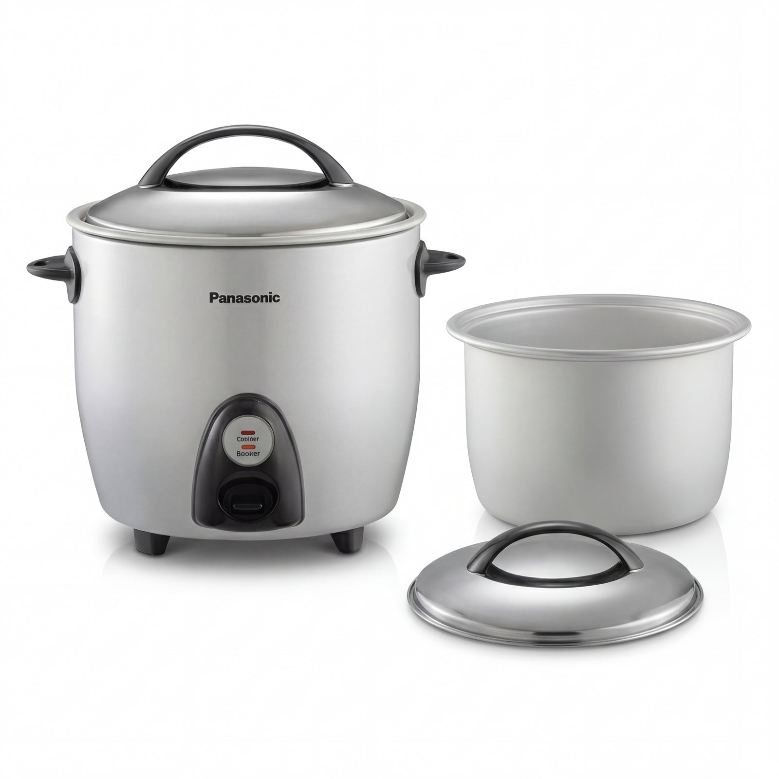 Panasonic SR-G28 2PL 2.8L rice cooker metallic silver with two pans two lids and cooking plate for Indian families